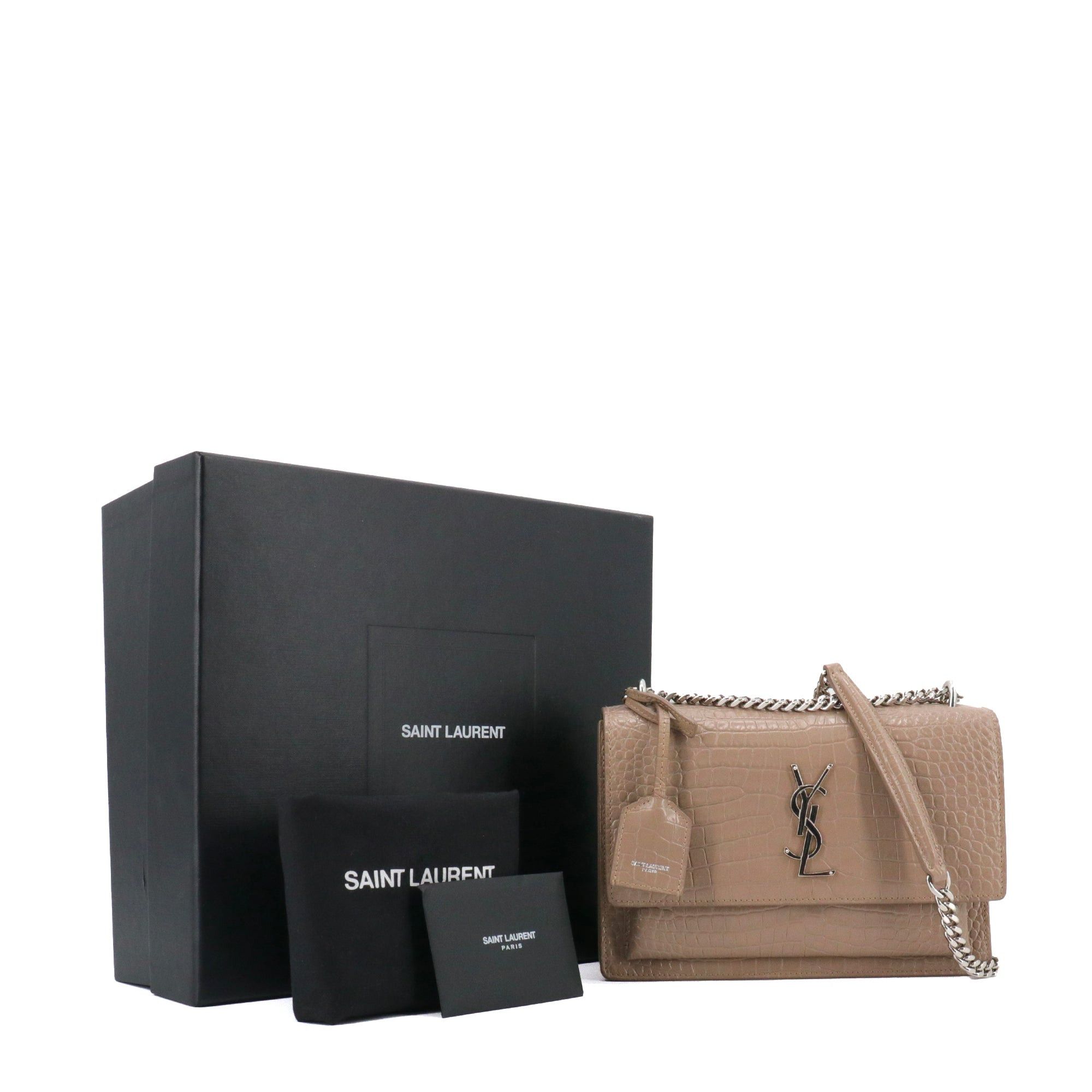 Saint Laurent Paris SAINT LAURENT - Saint Laurent Sunset Medium shoulder bag in brown croc-embossed leather Size ONE SIZE - 10 Thumbnail