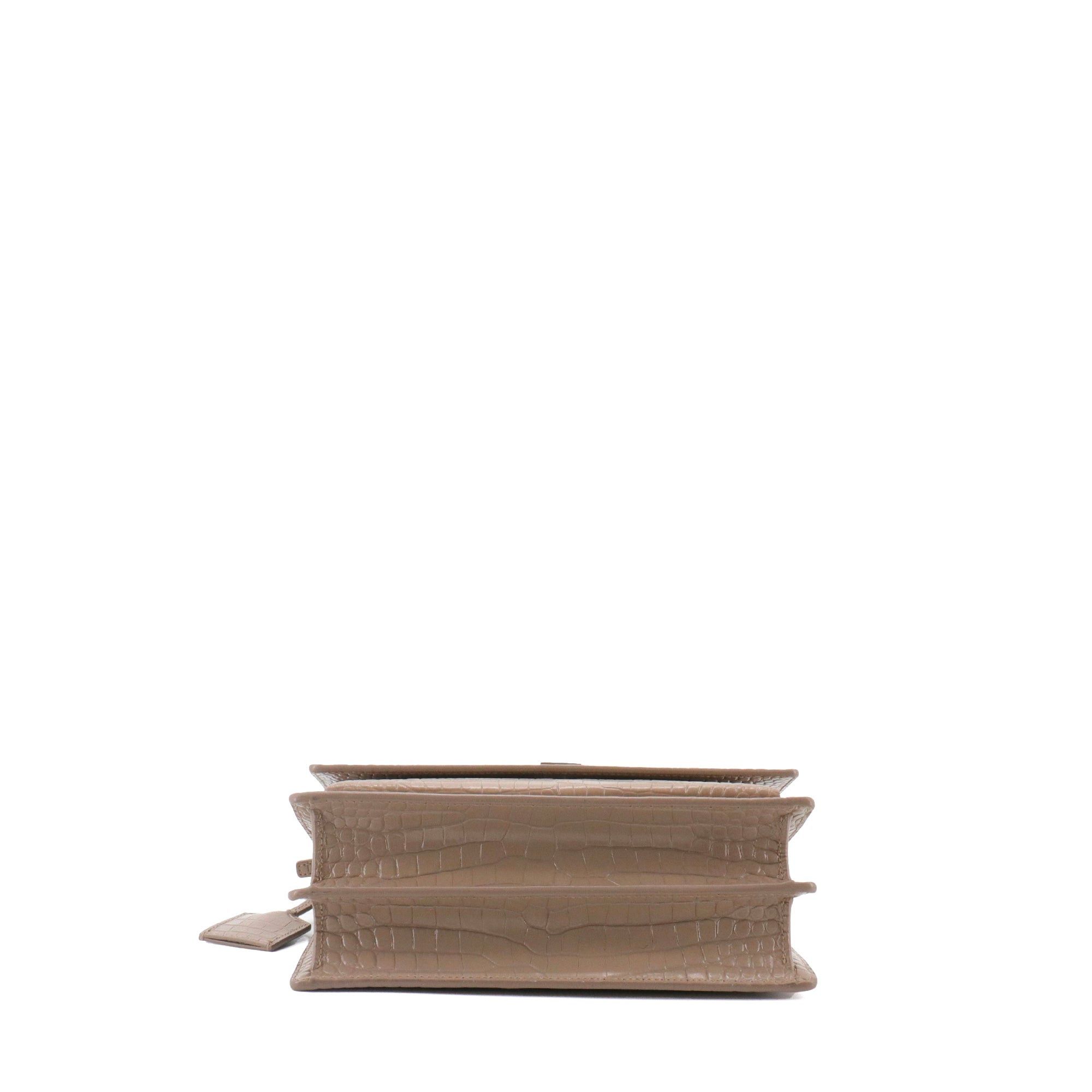 Saint Laurent Paris SAINT LAURENT - Saint Laurent Sunset Medium shoulder bag in brown croc-embossed leather Size ONE SIZE - 4 Thumbnail