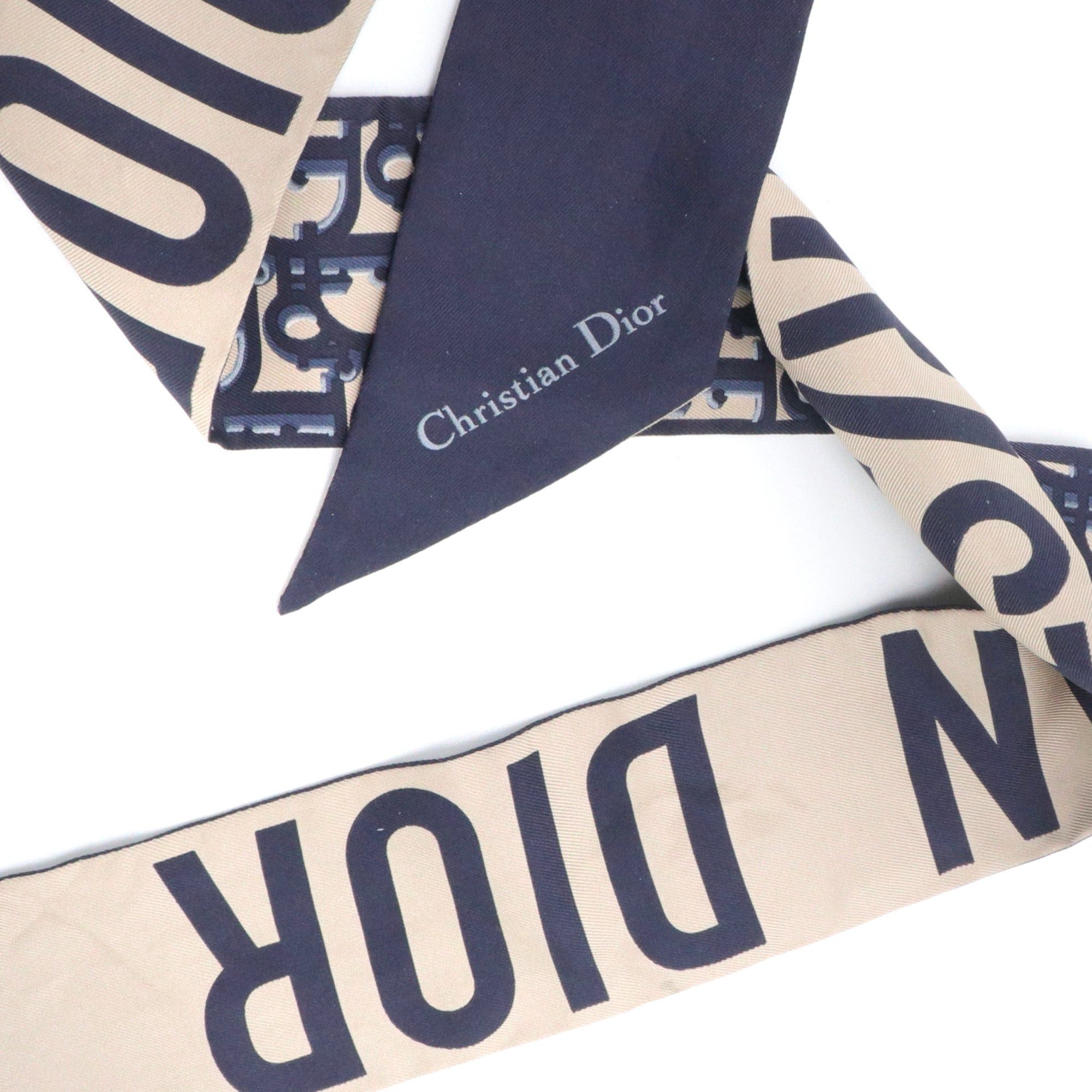 Dior DIOR - Dior Mitzah in navy blue Dior monogram oblique silk Size ONE SIZE - 2 Thumbnail