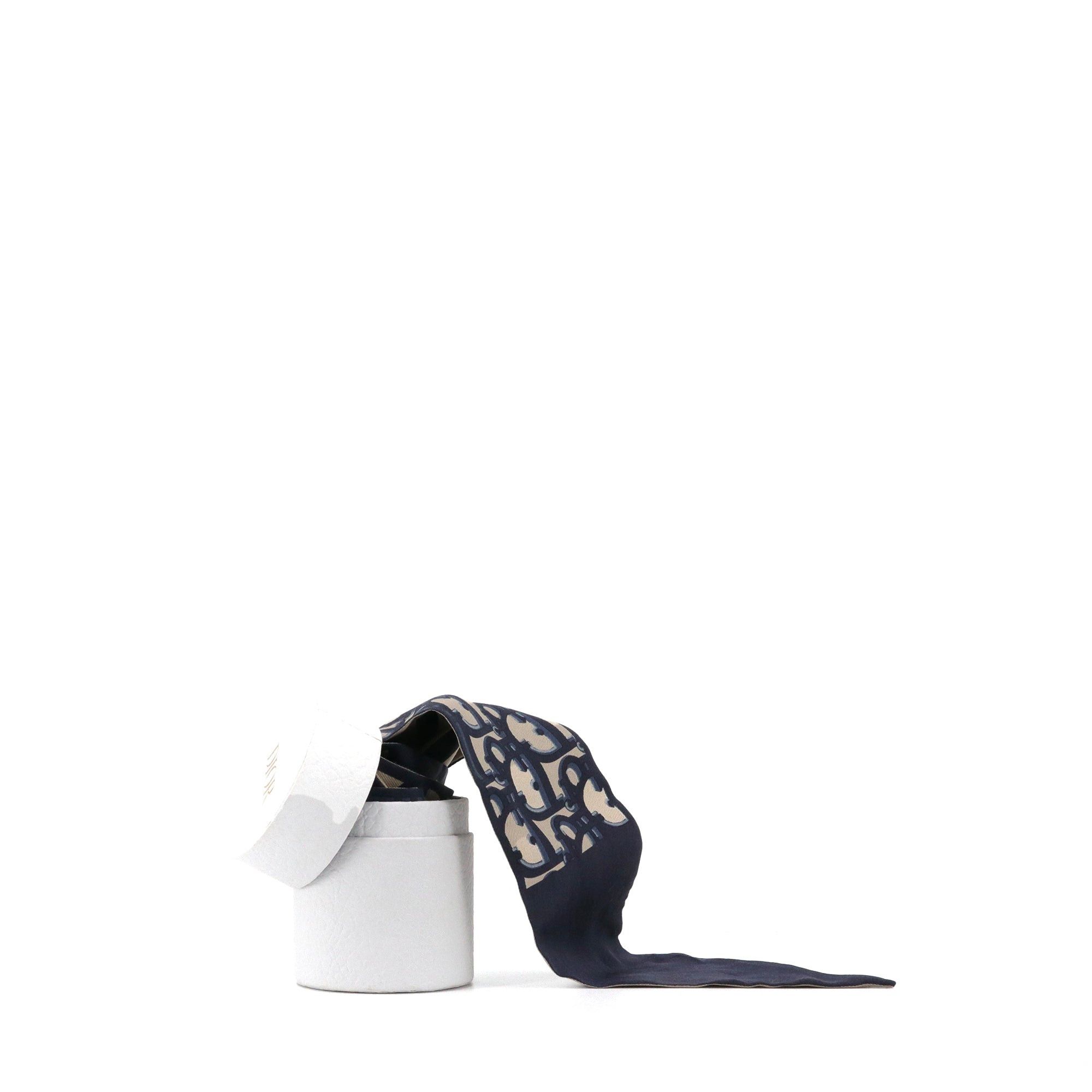 Dior DIOR - Dior Mitzah in navy blue Dior monogram oblique silk Size ONE SIZE - 3 Thumbnail