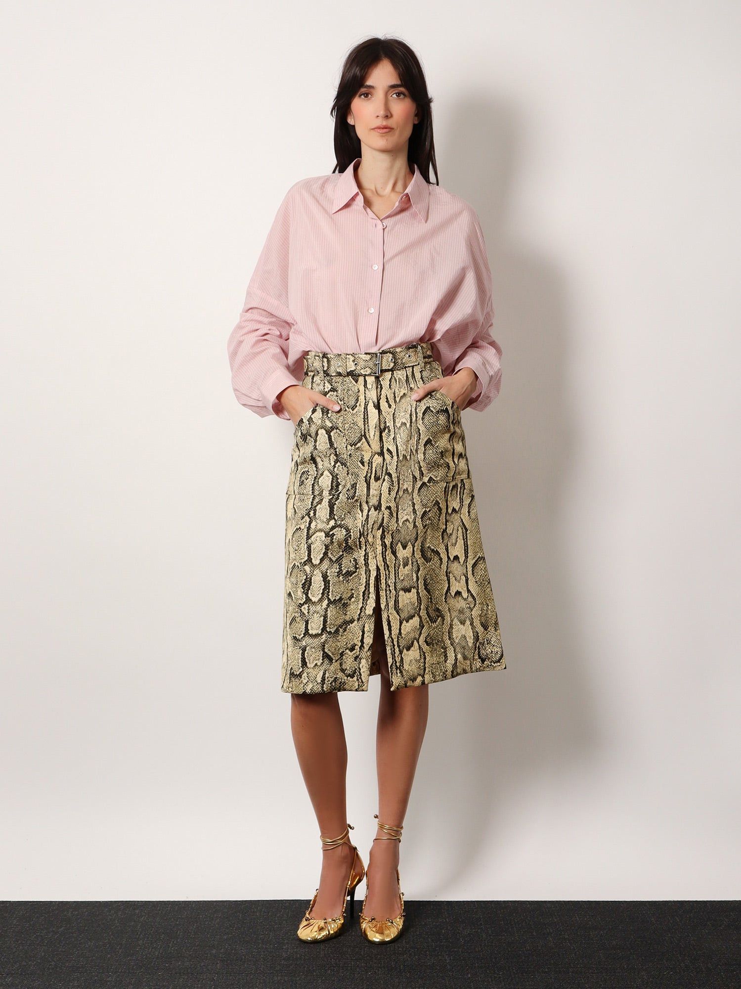 SHERAZ VISCOSE AND COTTON スカート Sheraz Viscose And Cotton Skirt With Reptile Print