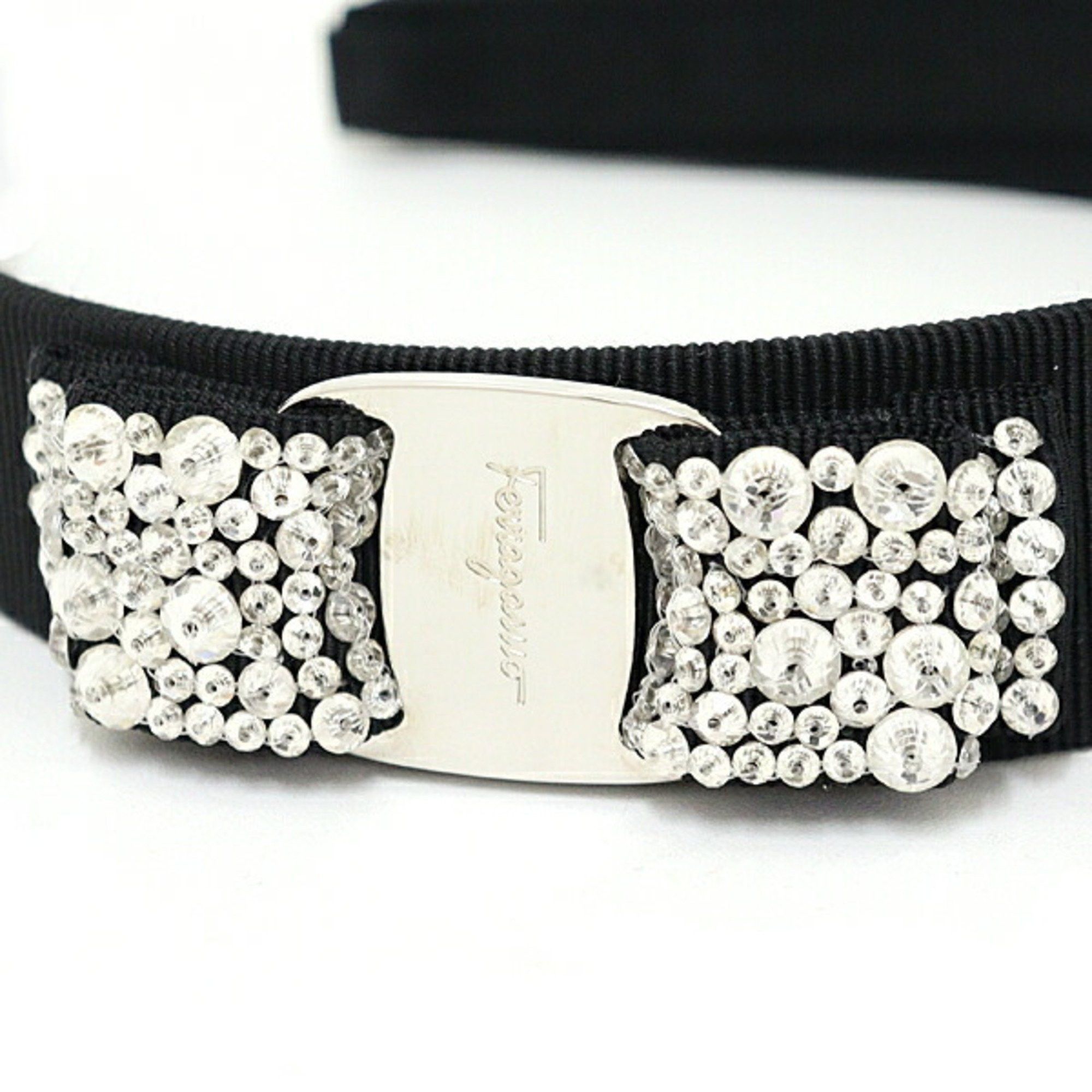 Salvatore Ferragamo Salvatore Ferragamo Ferragamo Vara Ribbon Hair Headband Black Crystal 342758 524893 Unused Size ONE SIZE - 3 Thumbnail