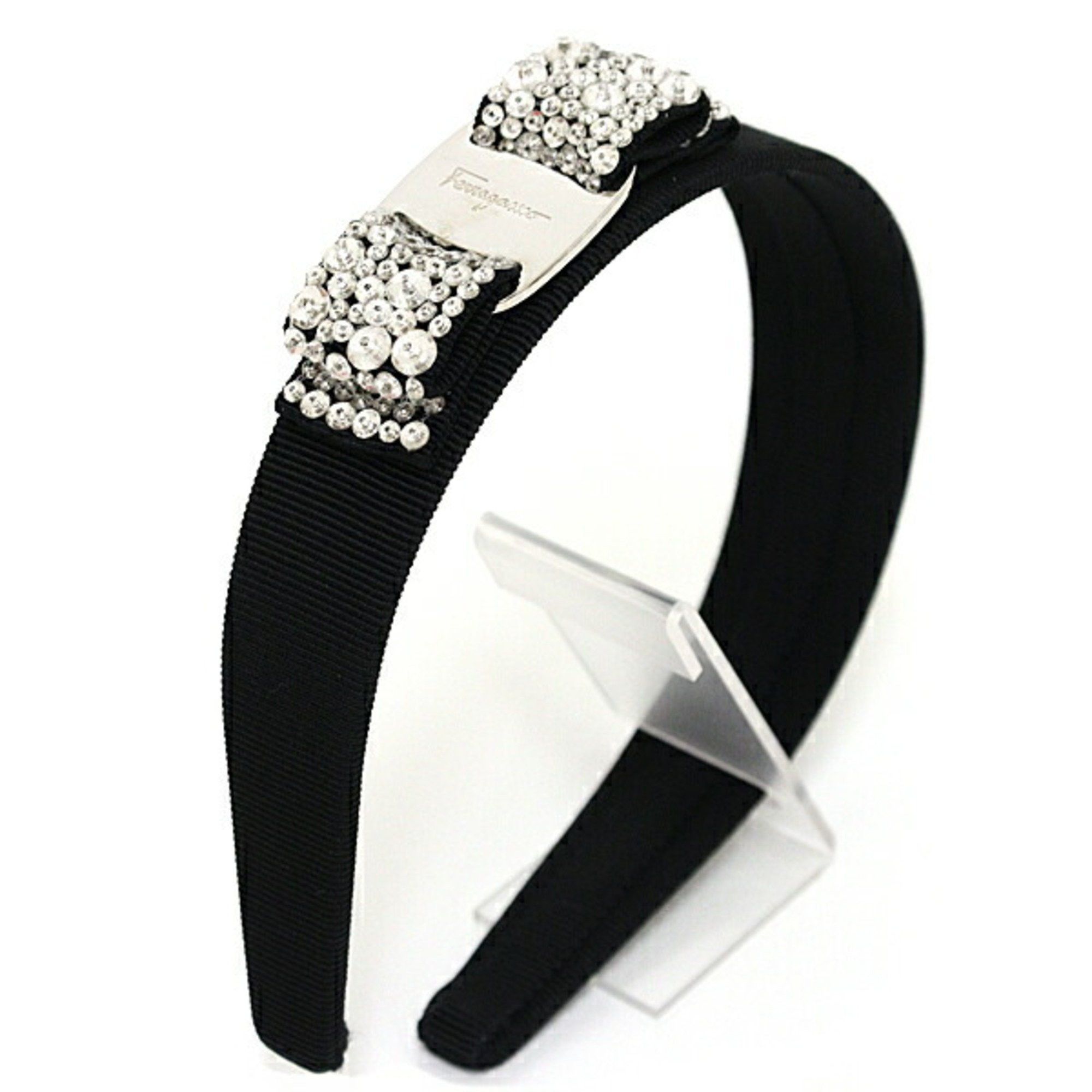 Salvatore Ferragamo Salvatore Ferragamo Ferragamo Vara Ribbon Hair Headband Black Crystal 342758 524893 Unused Size ONE SIZE - 6 Thumbnail