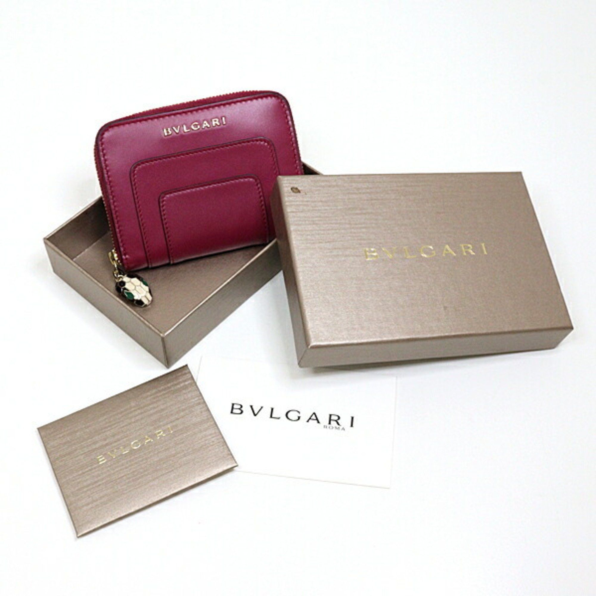 Bvlgari BVLGARI Serpenti Coin Case Wine Red Snake Card Size ONE SIZE - 2 Thumbnail