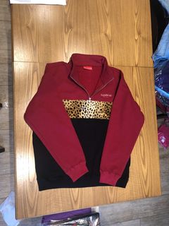 Supreme Leopard Panel Half Zip Sweatshirt | Grailed