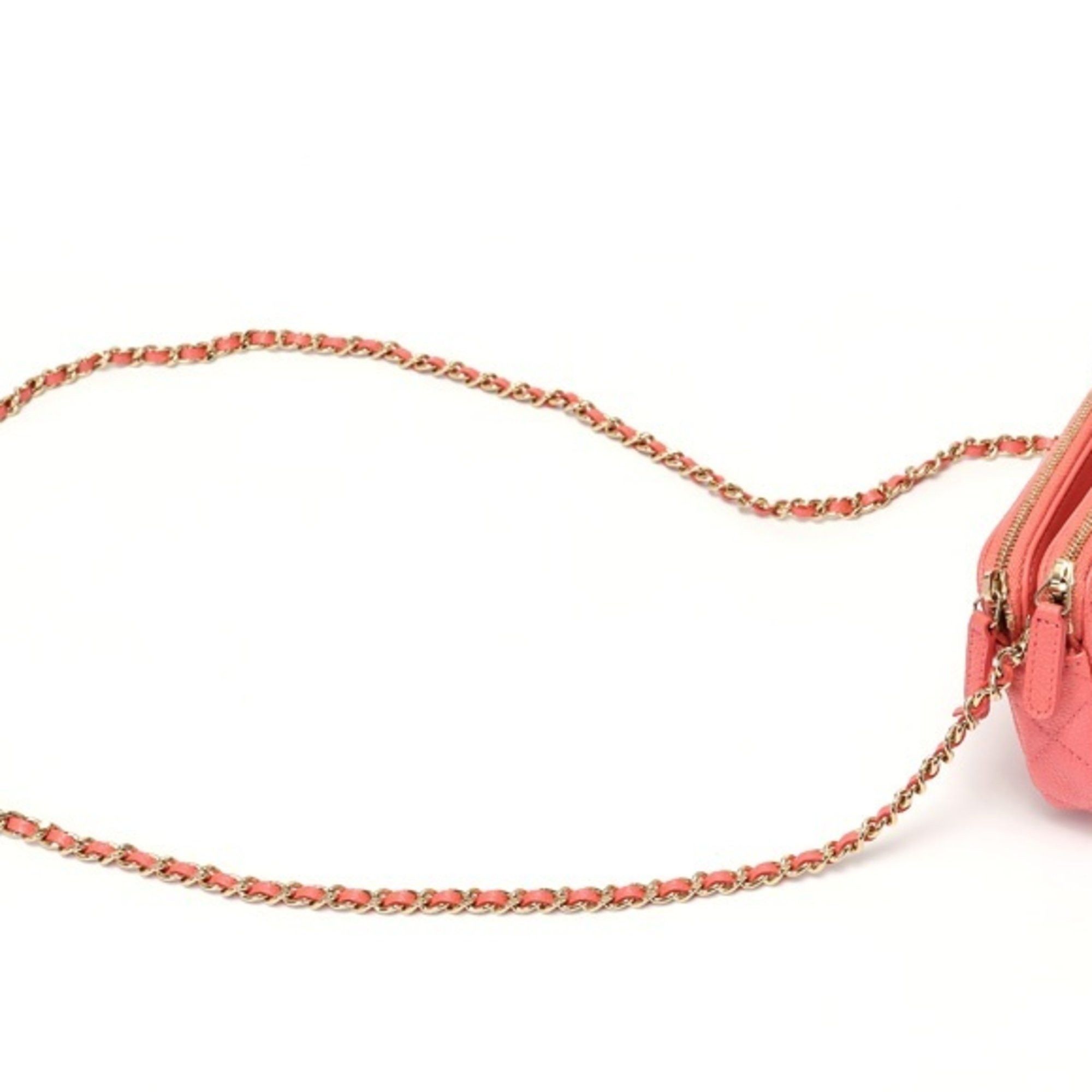 Chanel CHANEL Matelasse Chain Wallet Shoulder Bag A82527 Caviar Skin Pink 70158 Size ONE SIZE - 2 Thumbnail