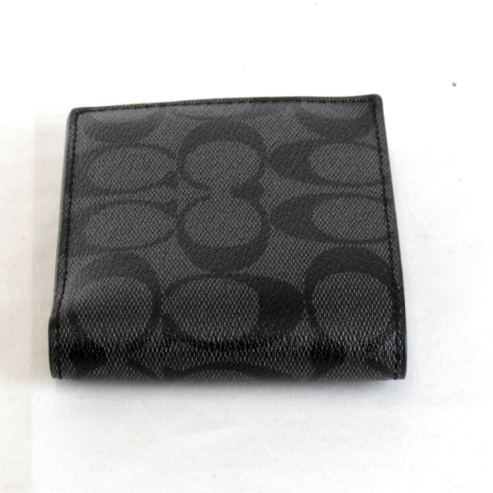Coach COACH Signature Bi-fold Wallet Leather Black Women's Size ONE SIZE - 5 Thumbnail