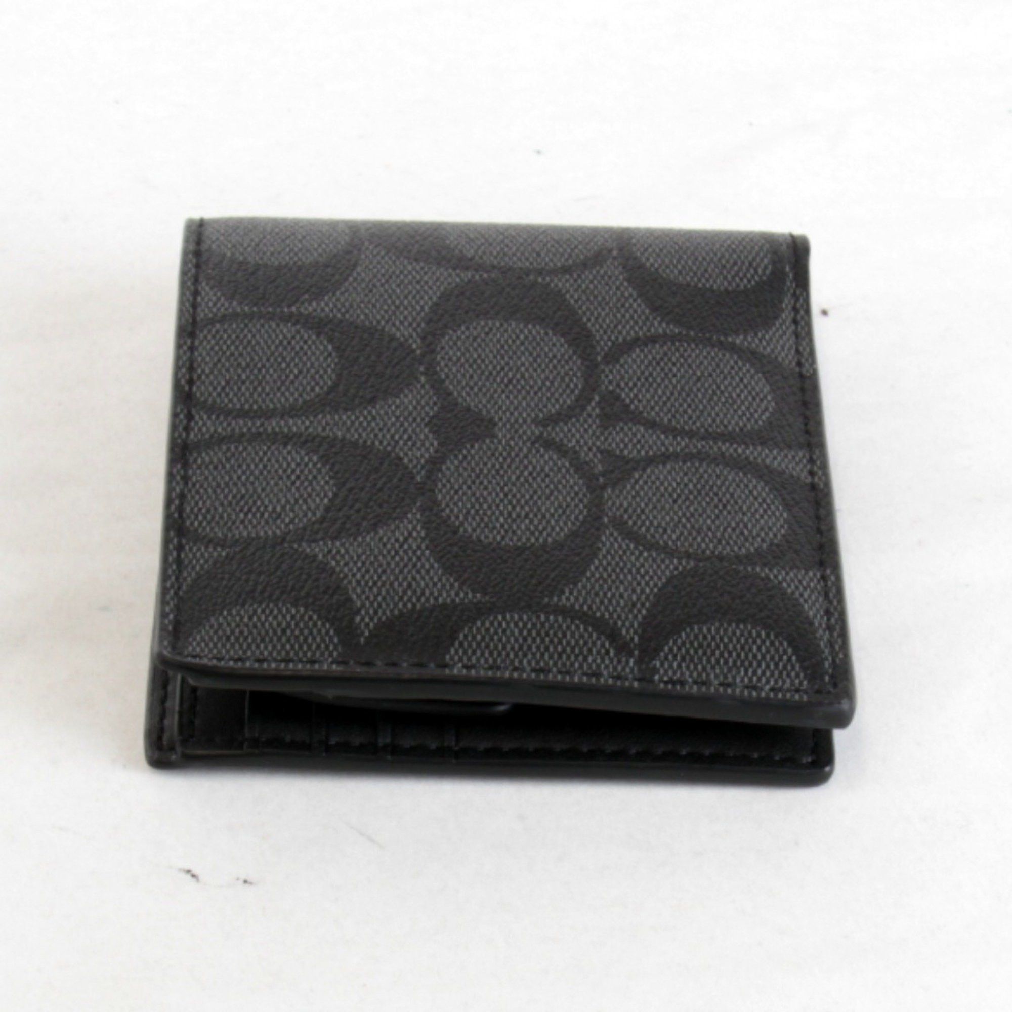Coach COACH Signature Bi-fold Wallet Leather Black Women's Size ONE SIZE - 6 Thumbnail