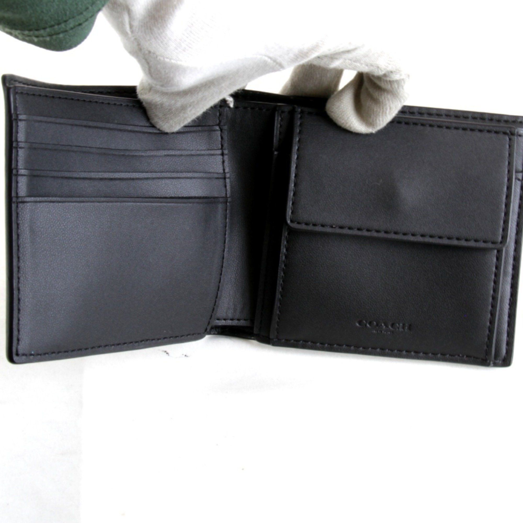 Coach COACH Signature Bi-fold Wallet Leather Black Women's Size ONE SIZE - 7 Thumbnail