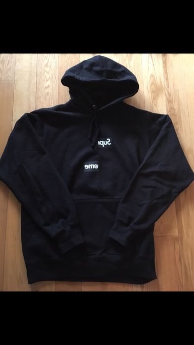 Supreme Cdg Split Box Logo Hoodie Black