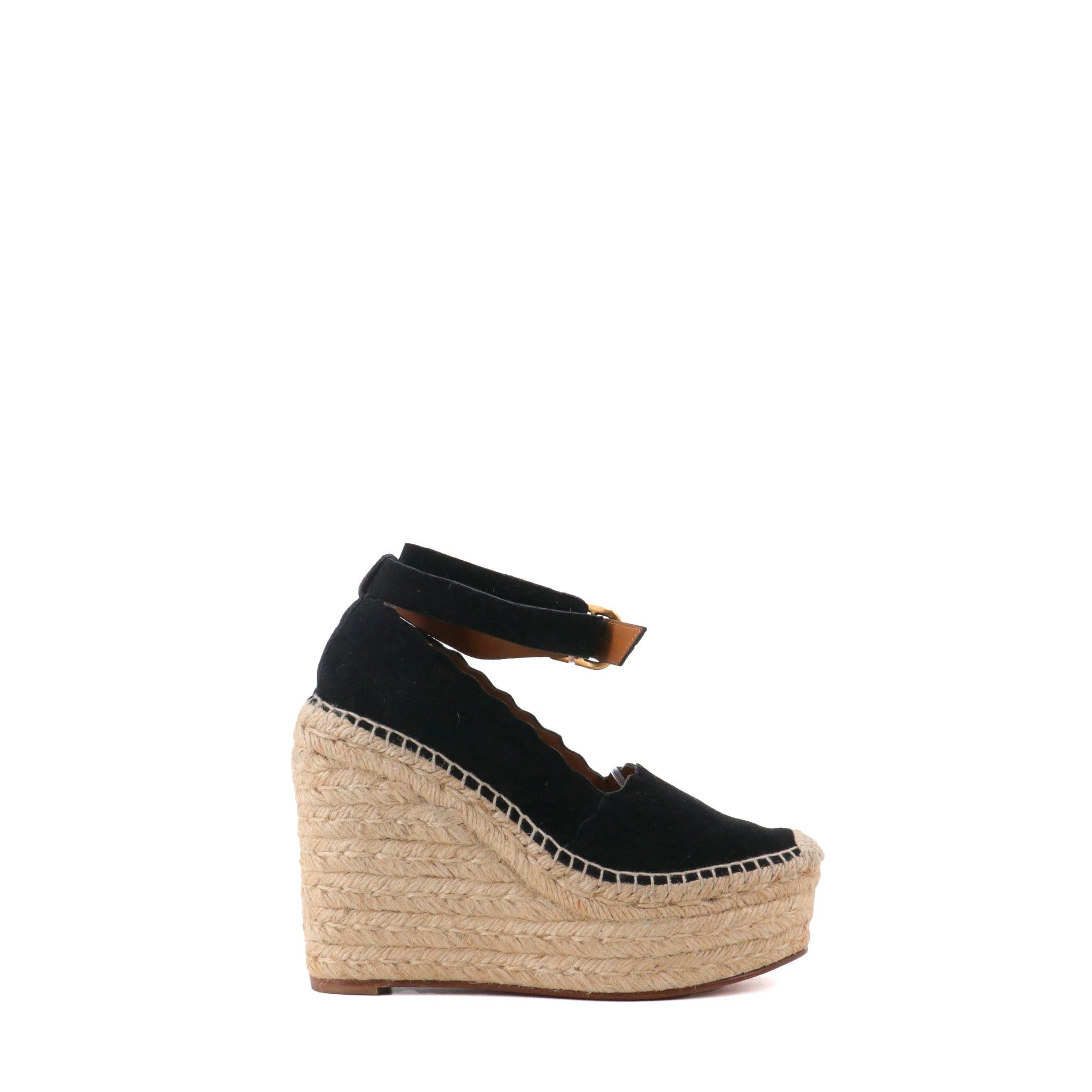Chloe CHLOÉ - Chloé wedge sandals in black suede (T37) Size US 6 / IT 36 - 2 Thumbnail