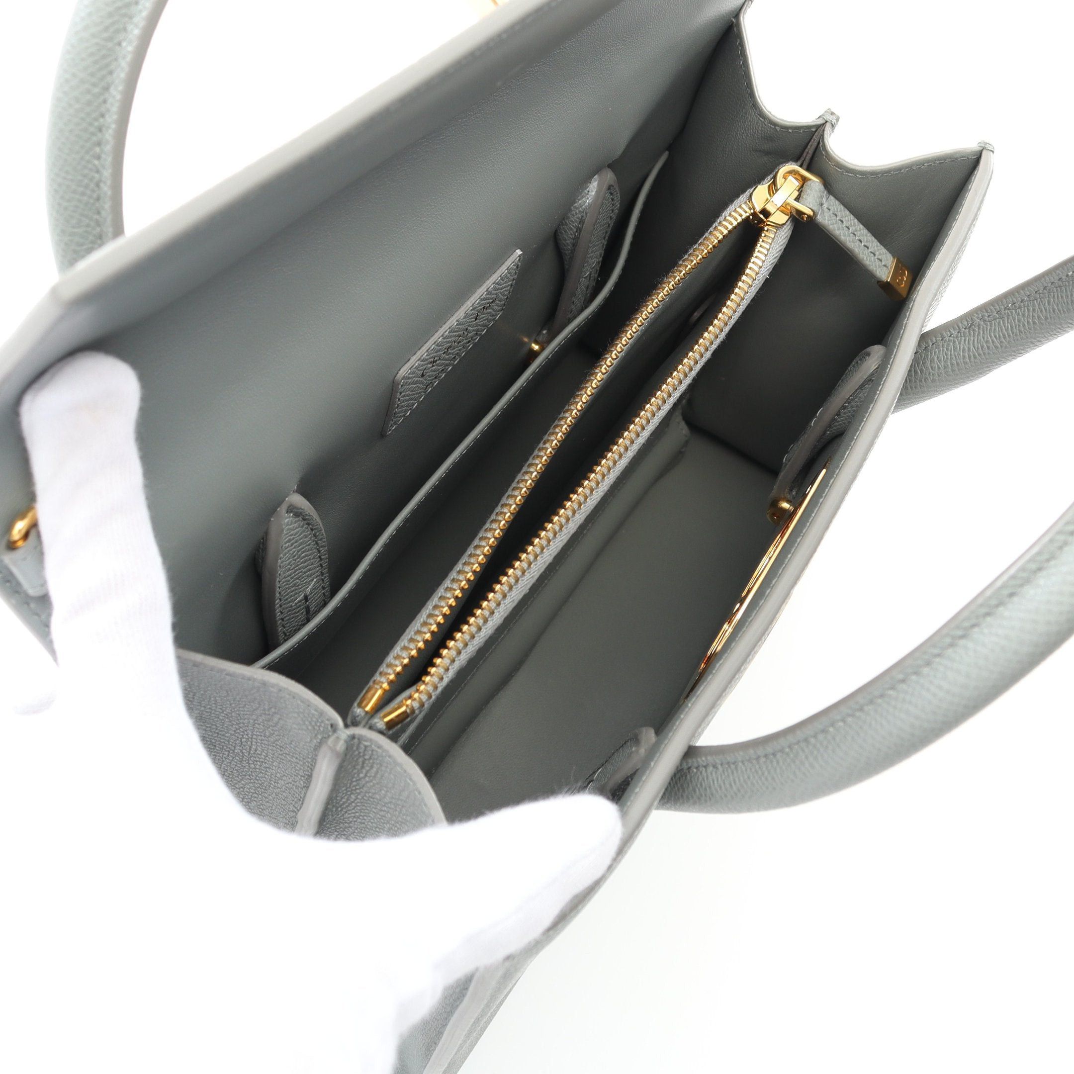 Dior Dior 30 Montaigne Saint-Honoré Handbag Leather Gray Green Size ONE SIZE - 3 Thumbnail