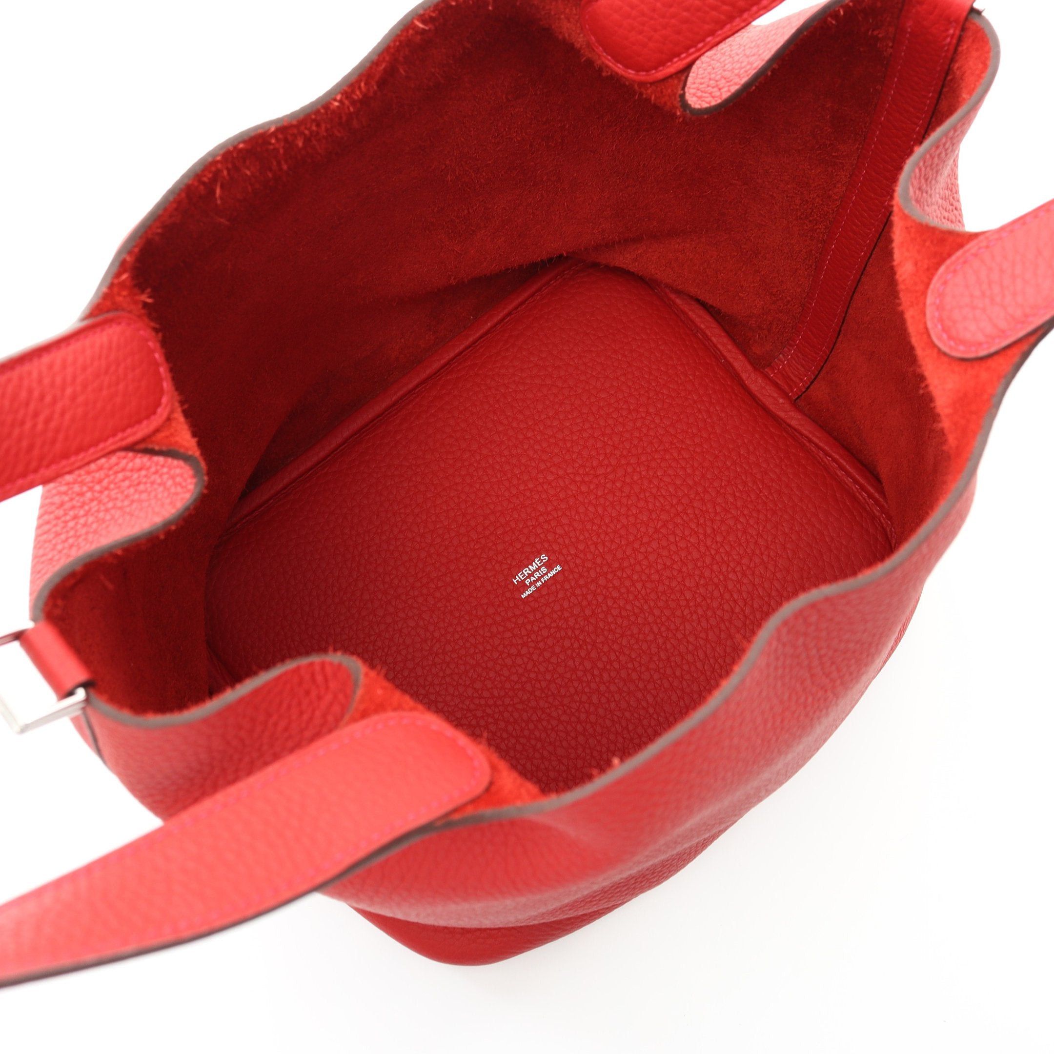 Hermes Hermes Picotane Lock Mm Vermilion Handbag Clemence Leather Red Silver Hardware U Stamp Size ONE SIZE - 3 Thumbnail