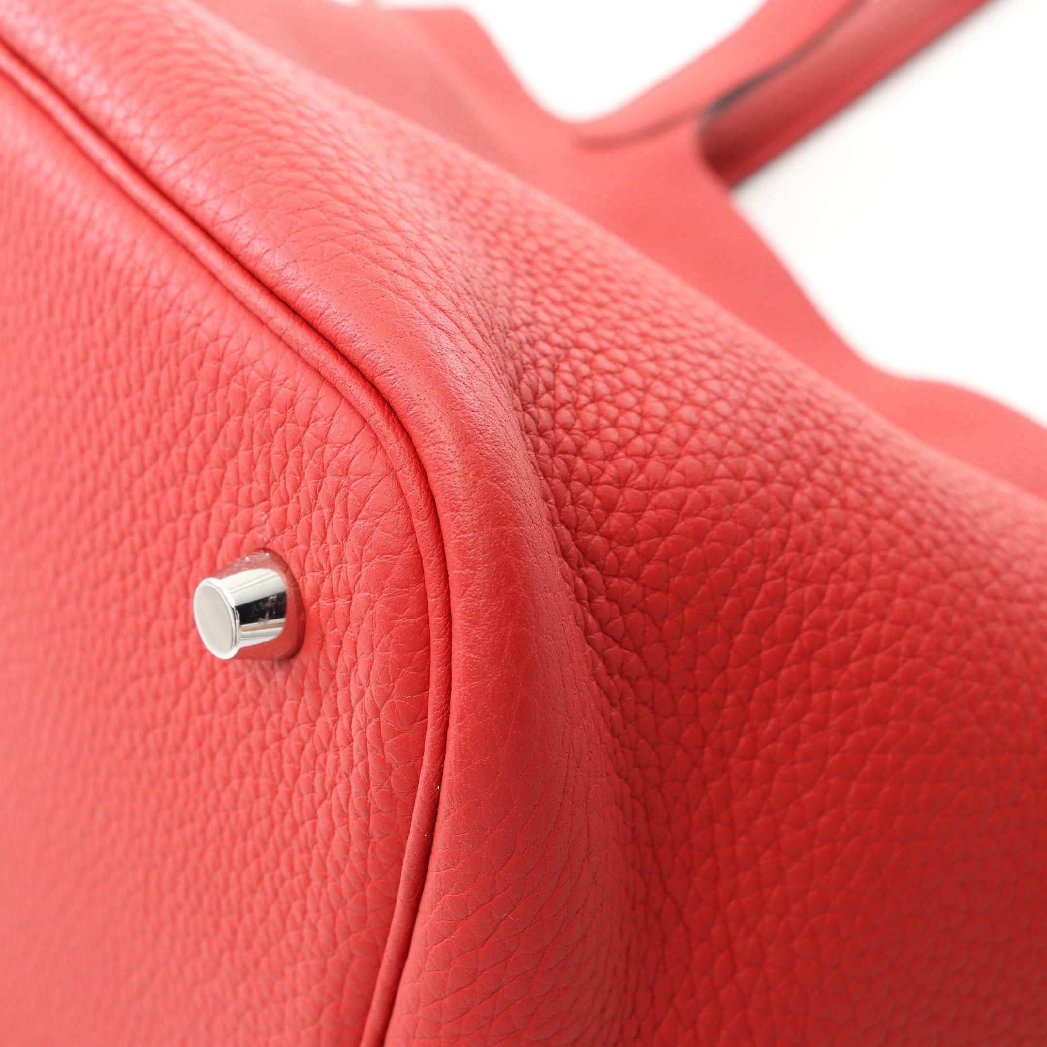Hermes Hermes Picotane Lock Mm Vermilion Handbag Clemence Leather Red Silver Hardware U Stamp Size ONE SIZE - 6 Thumbnail