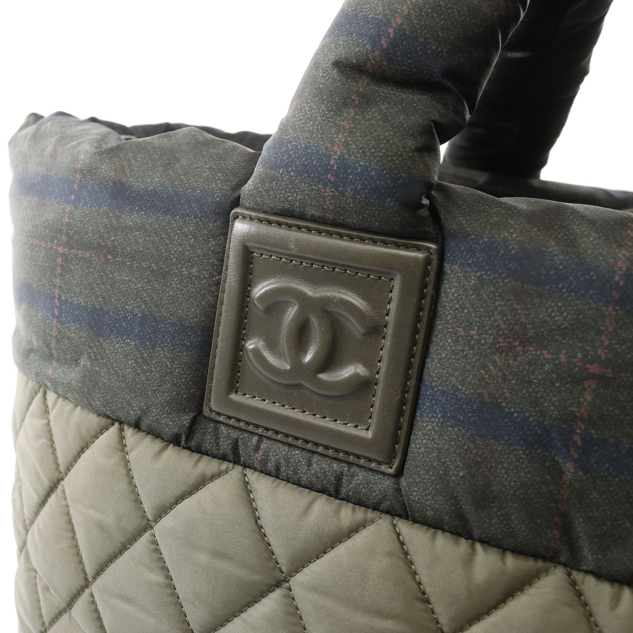Chanel Chanel Coco Coon Mm Handbag Tote Bag Check Nylon Leather Khaki Green Silver Hardware Size ONE SIZE - 10 Thumbnail