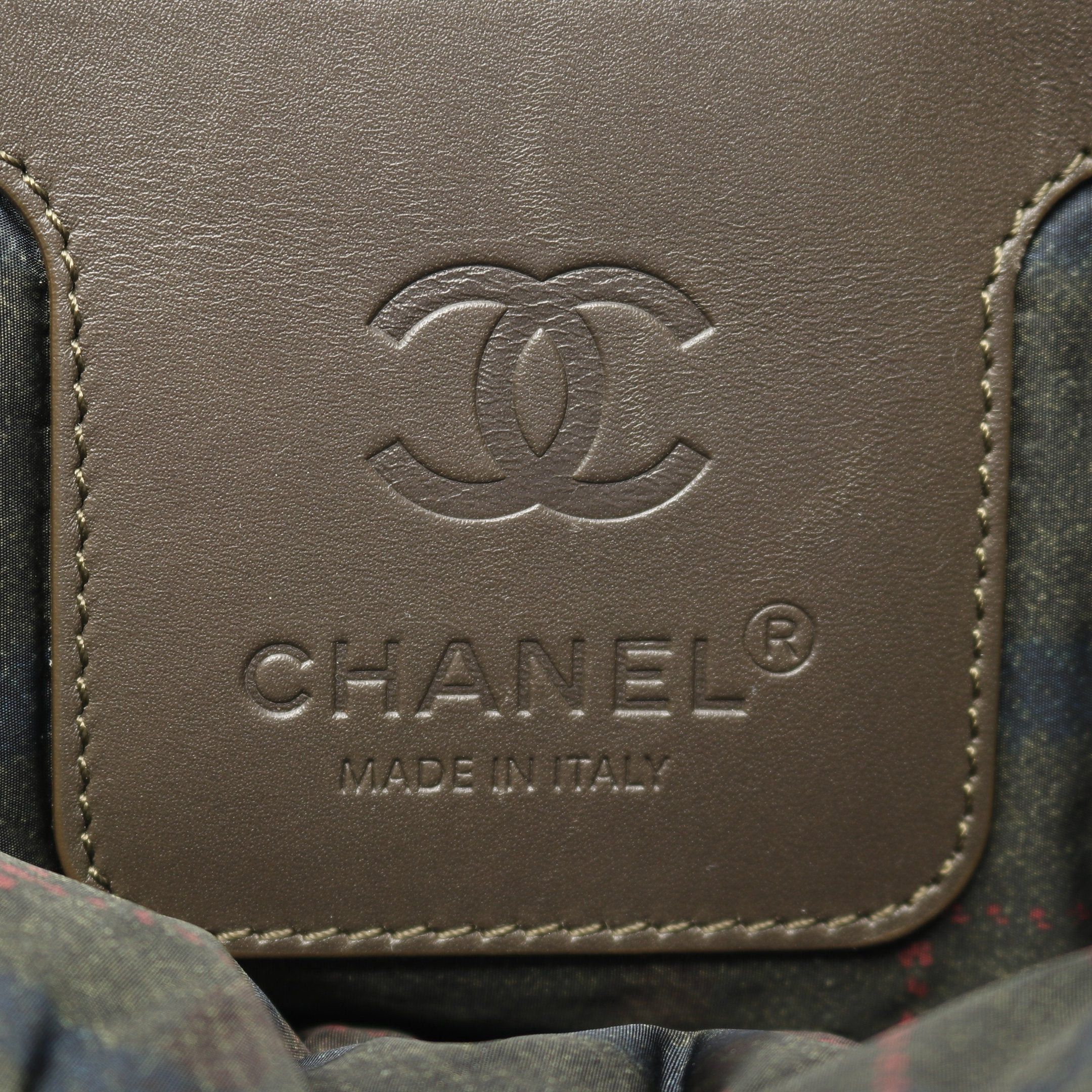 Chanel Chanel Coco Coon Mm Handbag Tote Bag Check Nylon Leather Khaki Green Silver Hardware Size ONE SIZE - 4 Thumbnail