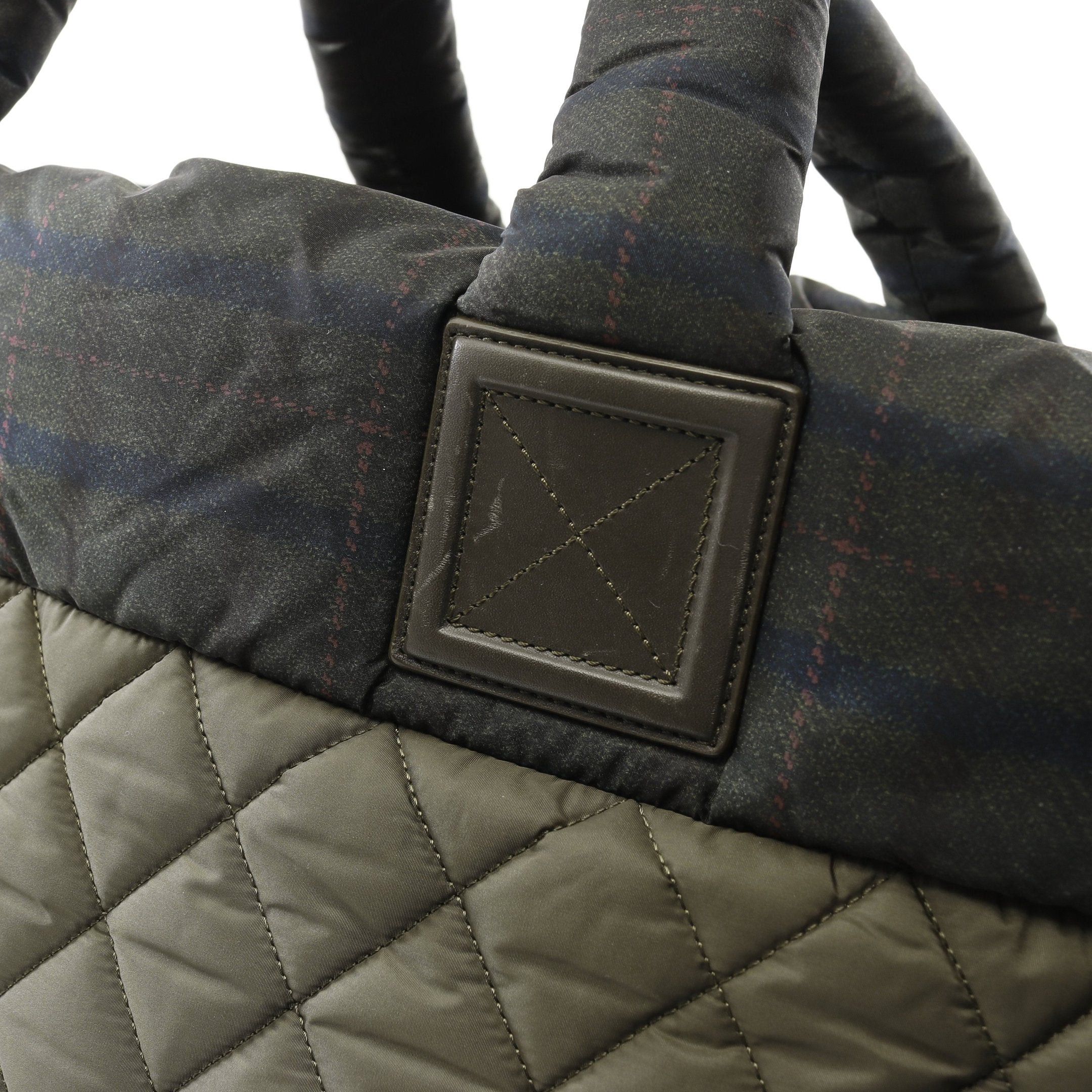Chanel Chanel Coco Coon Mm Handbag Tote Bag Check Nylon Leather Khaki Green Silver Hardware Size ONE SIZE - 9 Thumbnail