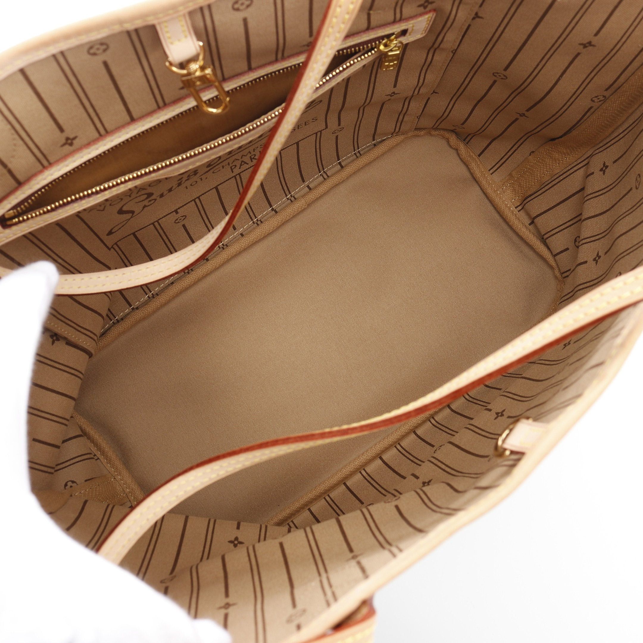 Louis Vuitton Louis Vuitton Neverfull Mm Monogram Shoulder Bag Tote Leather Brown Size ONE SIZE - 3 Thumbnail