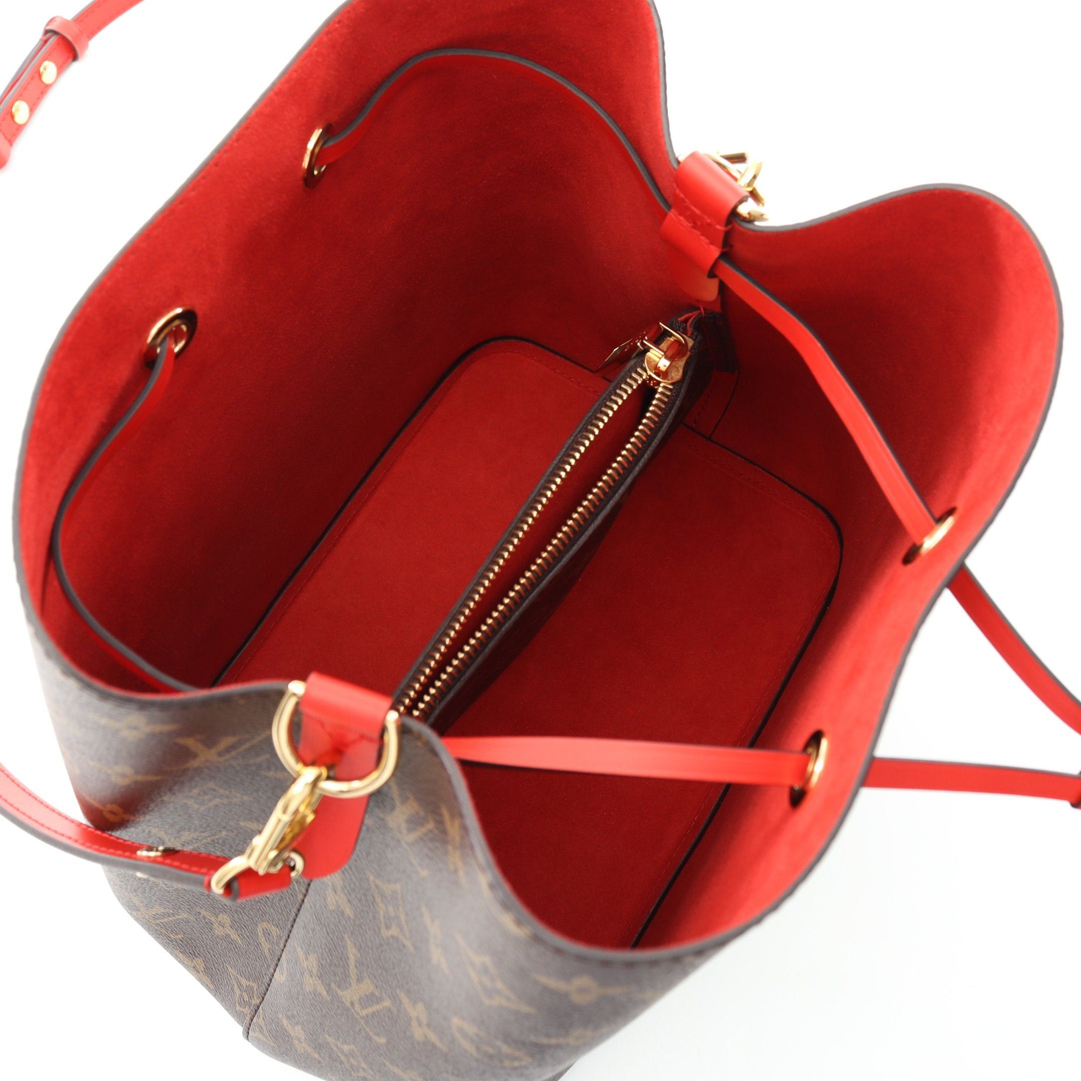 Louis Vuitton Louis Vuitton Neo Noe Monogram Coquelicot Shoulder Bag Leather Brown Red Size ONE SIZE - 3 Thumbnail