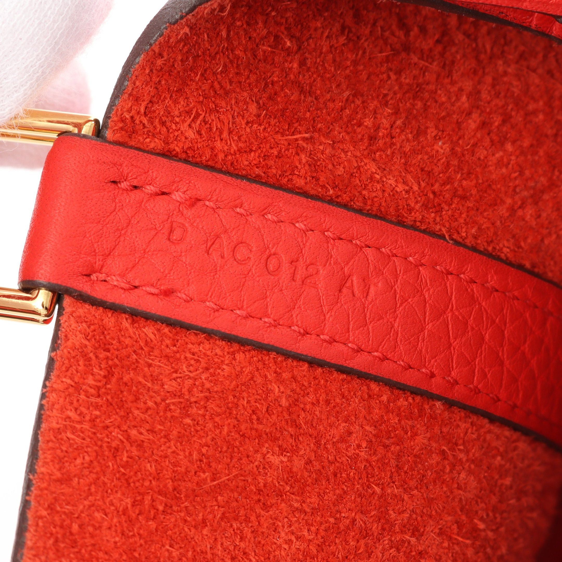Hermes Hermes Picotane Lock Mm Rouge Tomato Handbag Clemence Leather Red Gold Hardware D Stamp Size ONE SIZE - 5 Thumbnail