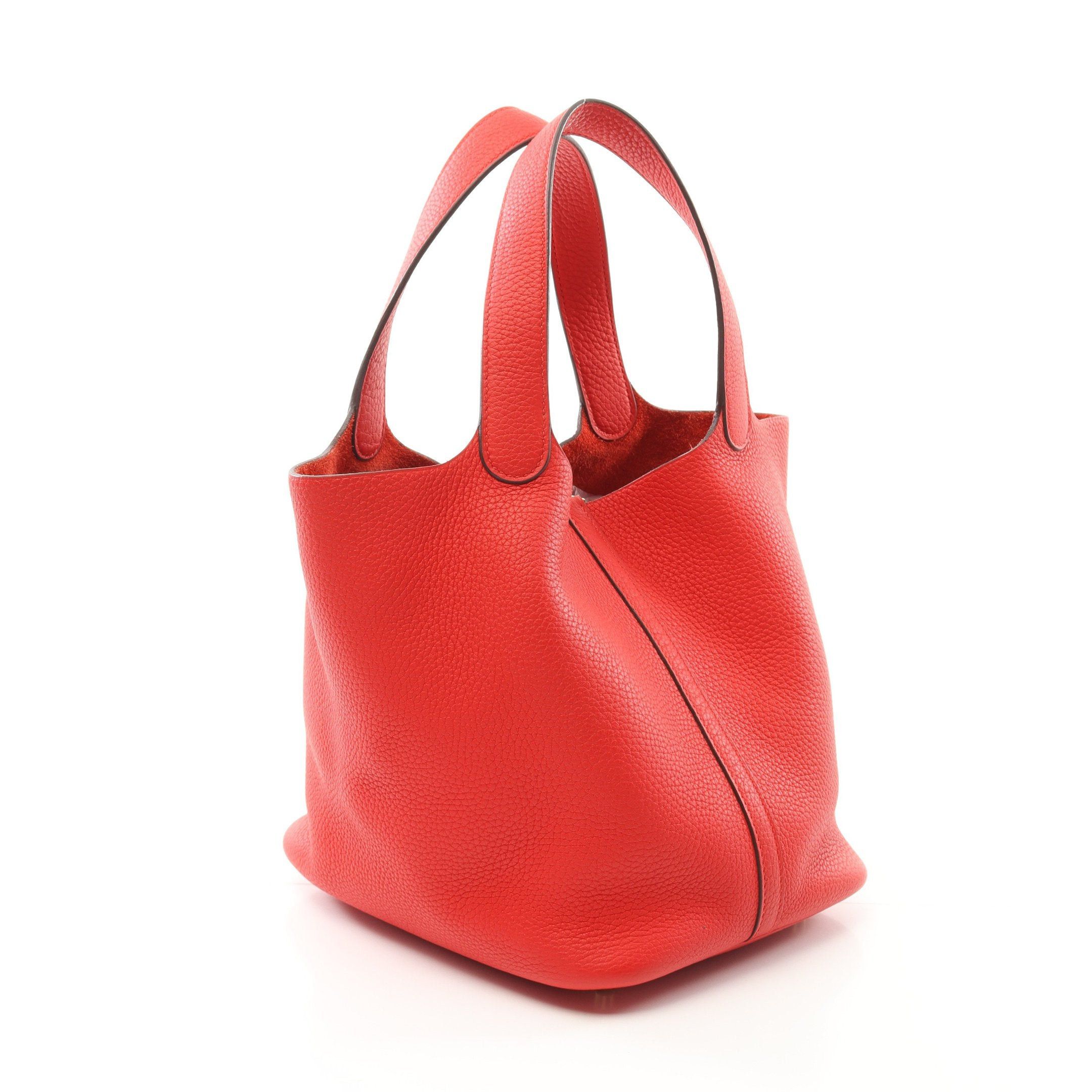 Hermes Hermes Picotane Lock Mm Rouge Tomato Handbag Clemence Leather Red Gold Hardware D Stamp Size ONE SIZE - 2 Thumbnail