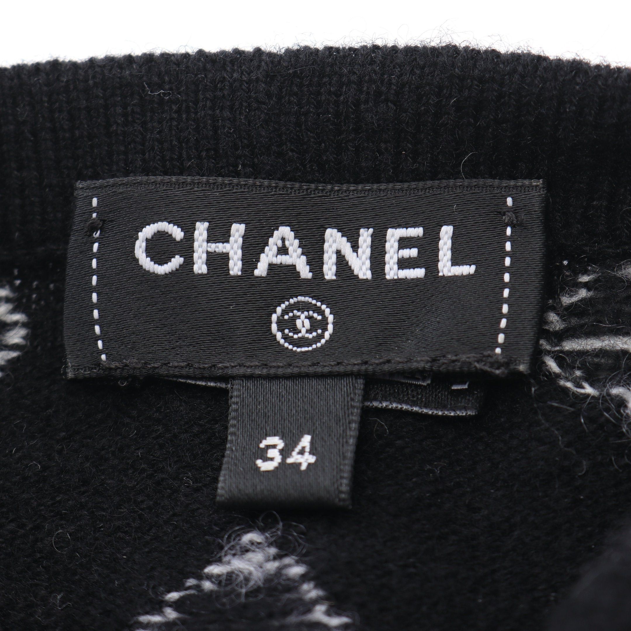 Chanel Chanel Bustier Tops Cashmere Black White Size ONE SIZE - 3 Thumbnail