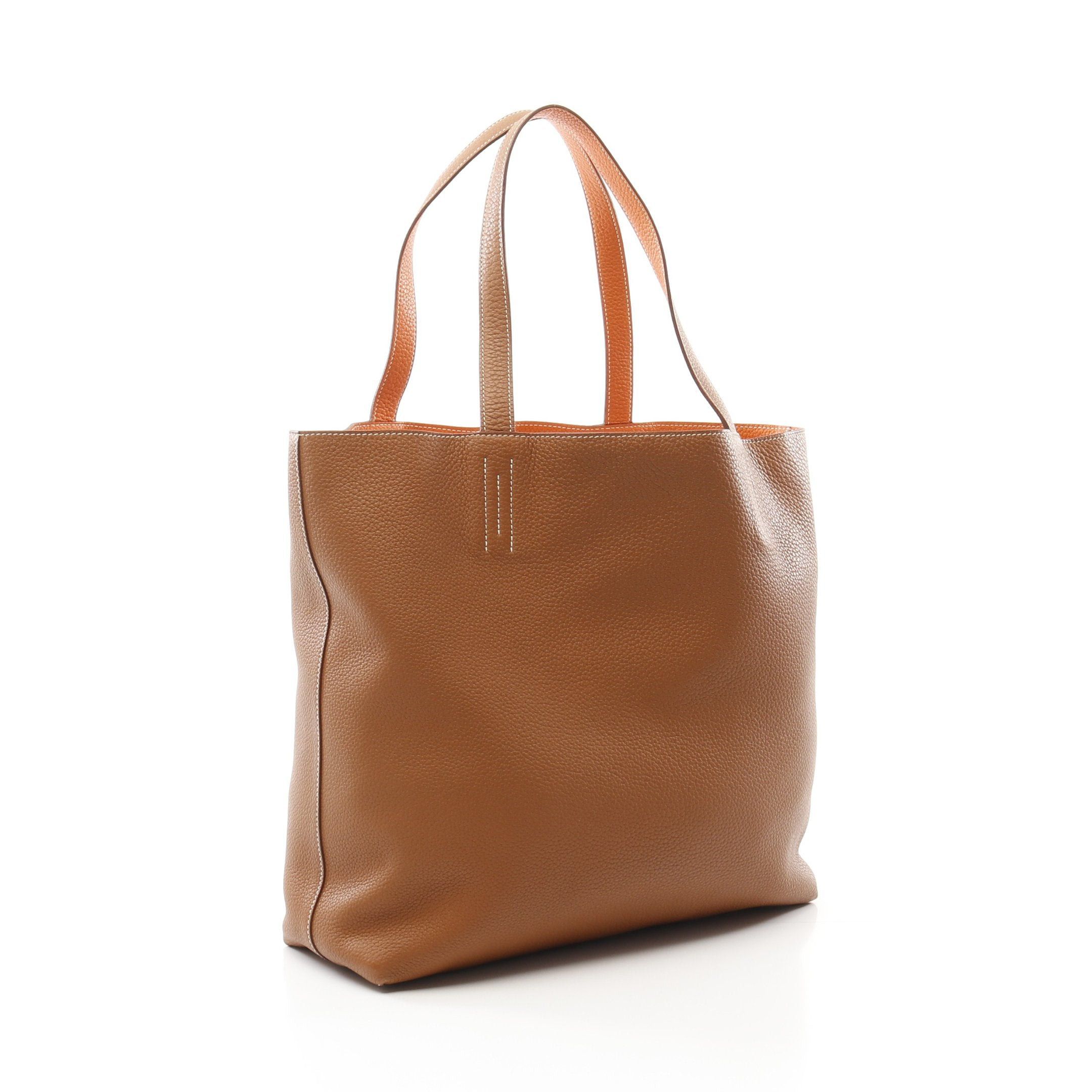 Hermes Hermes Double Sense 45 Gold Orange Handbag Tote Bag Clemence Leather Brown Reversible □ R Stamp Size ONE SIZE - 2 Thumbnail
