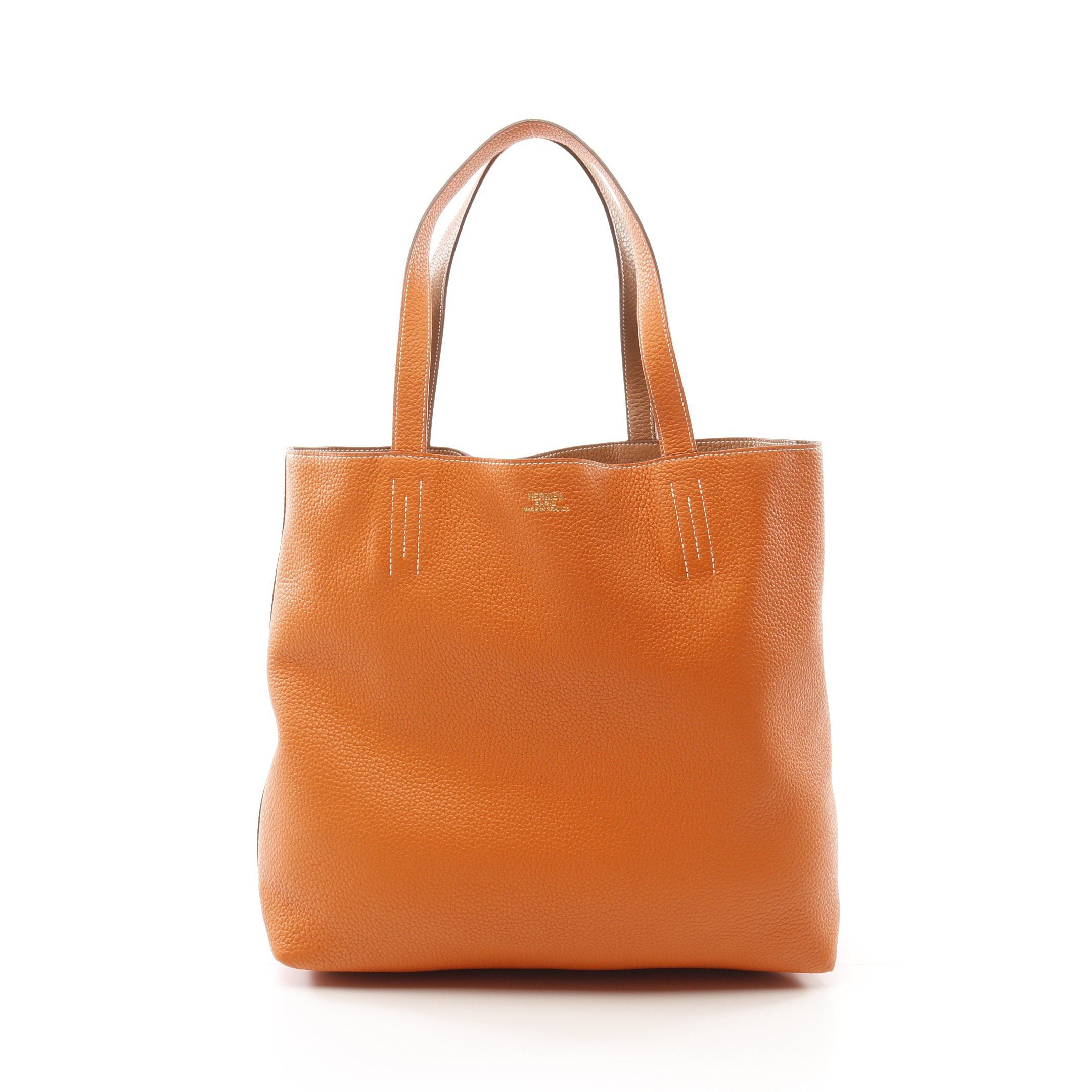 Hermes Hermes Double Sense 45 Gold Orange Handbag Tote Bag Clemence Leather Brown Reversible □ R Stamp Size ONE SIZE - 3 Thumbnail