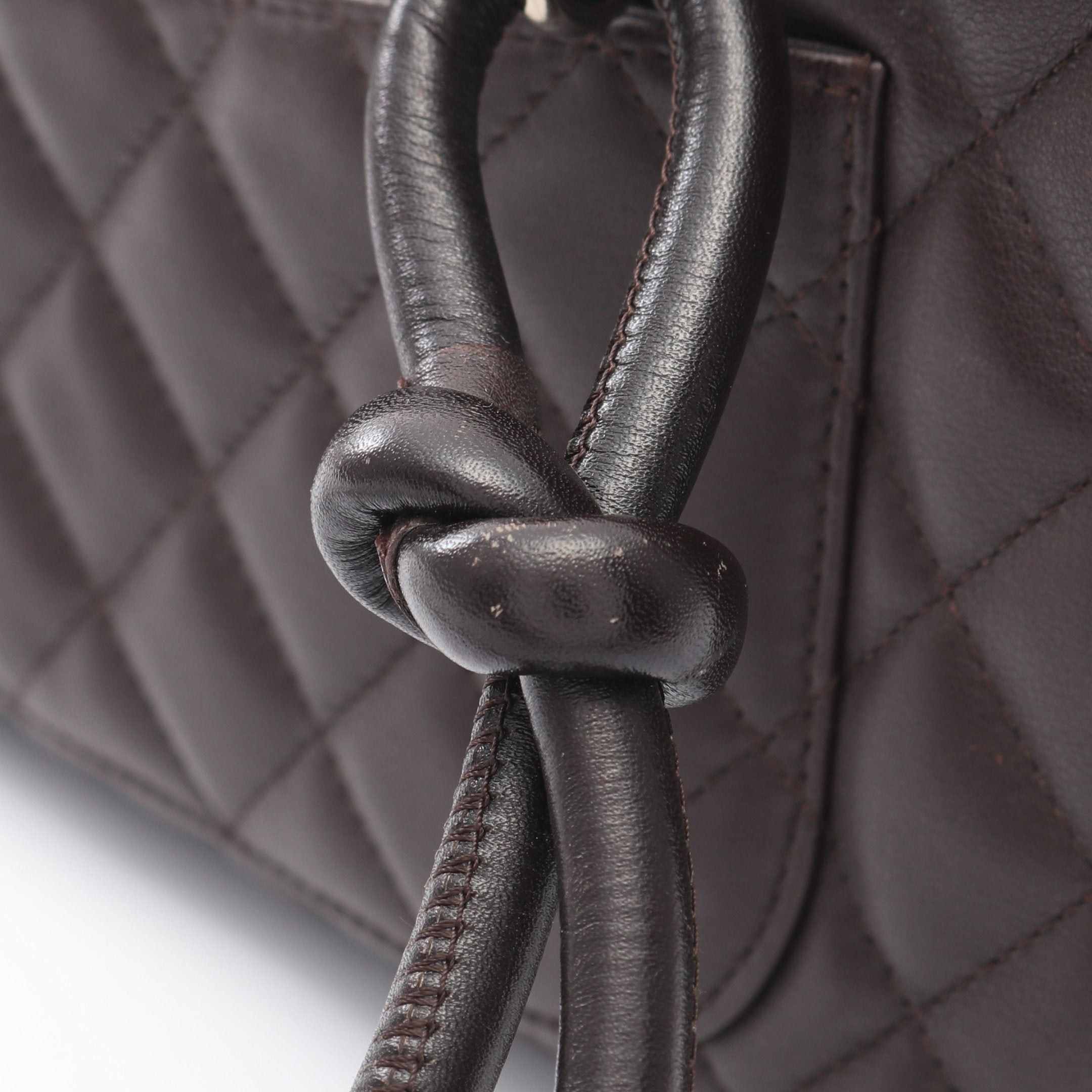 Chanel Chanel Cambon Line Bowling Bag Shoulder Leather Patent Dark Brown Silver Hardware Size ONE SIZE - 11 Thumbnail
