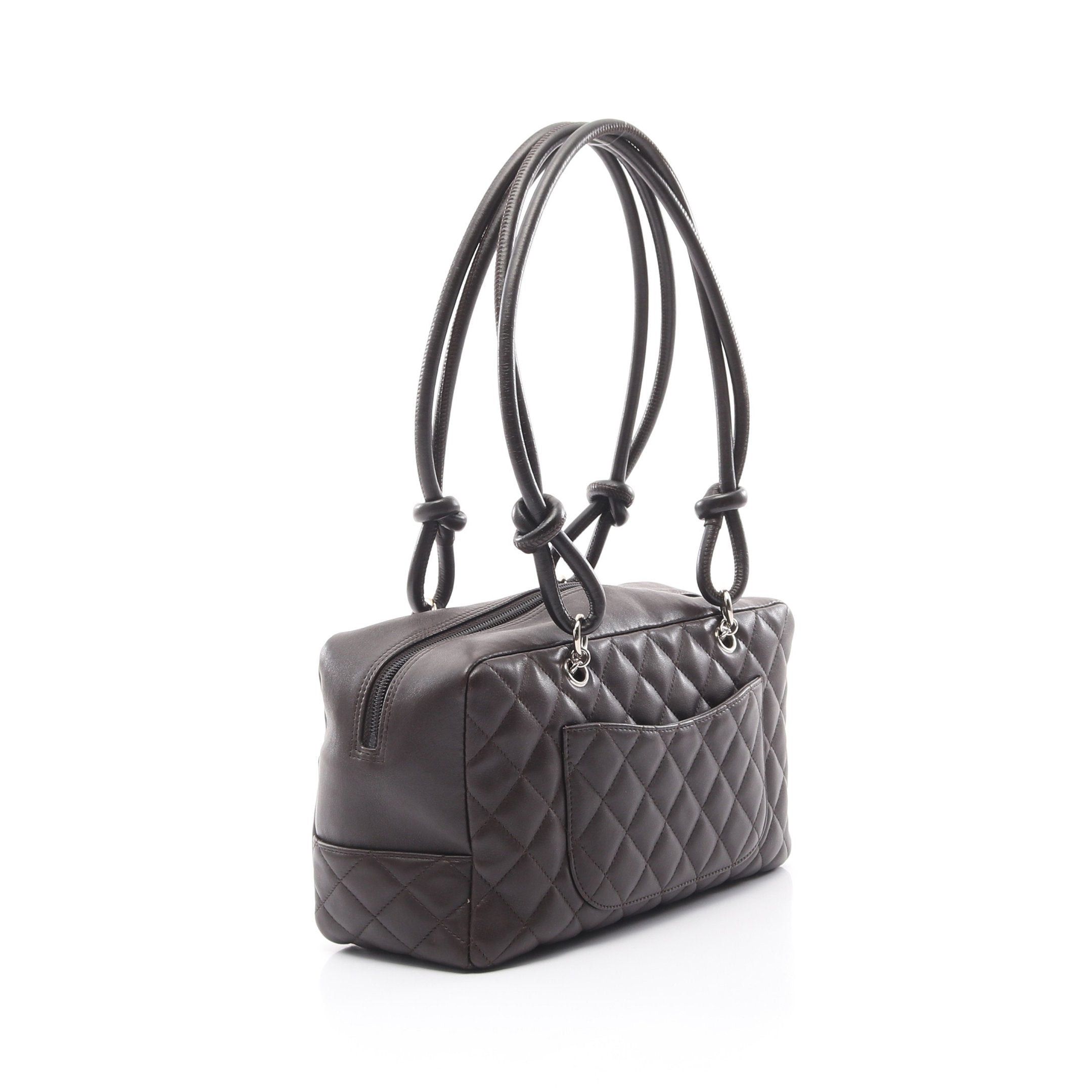 Chanel Chanel Cambon Line Bowling Bag Shoulder Leather Patent Dark Brown Silver Hardware Size ONE SIZE - 2 Thumbnail