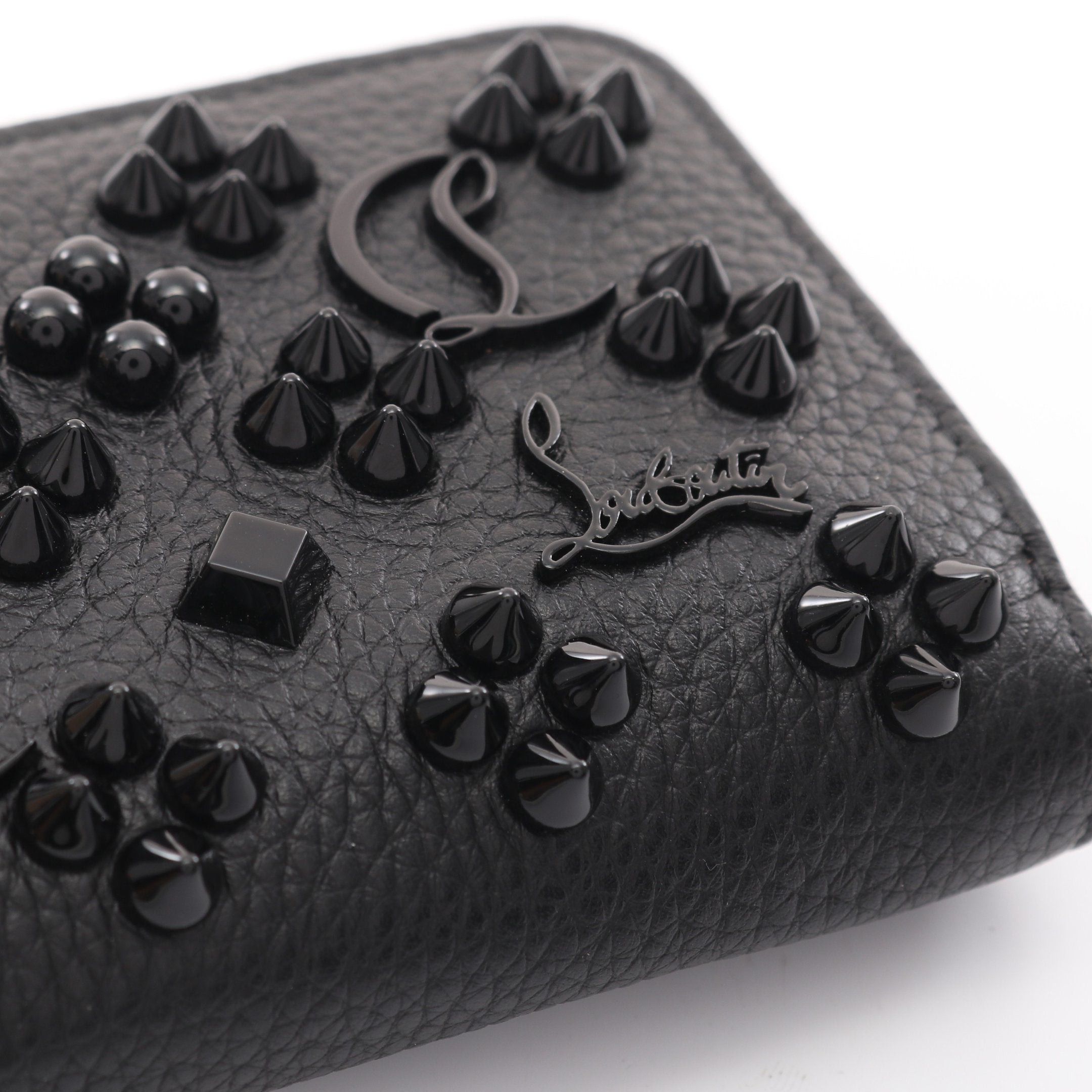 Christian Louboutin Christian Louboutin Panettone Round Fastener Coin Purse Leather Black Studs Size ONE SIZE - 6 Thumbnail