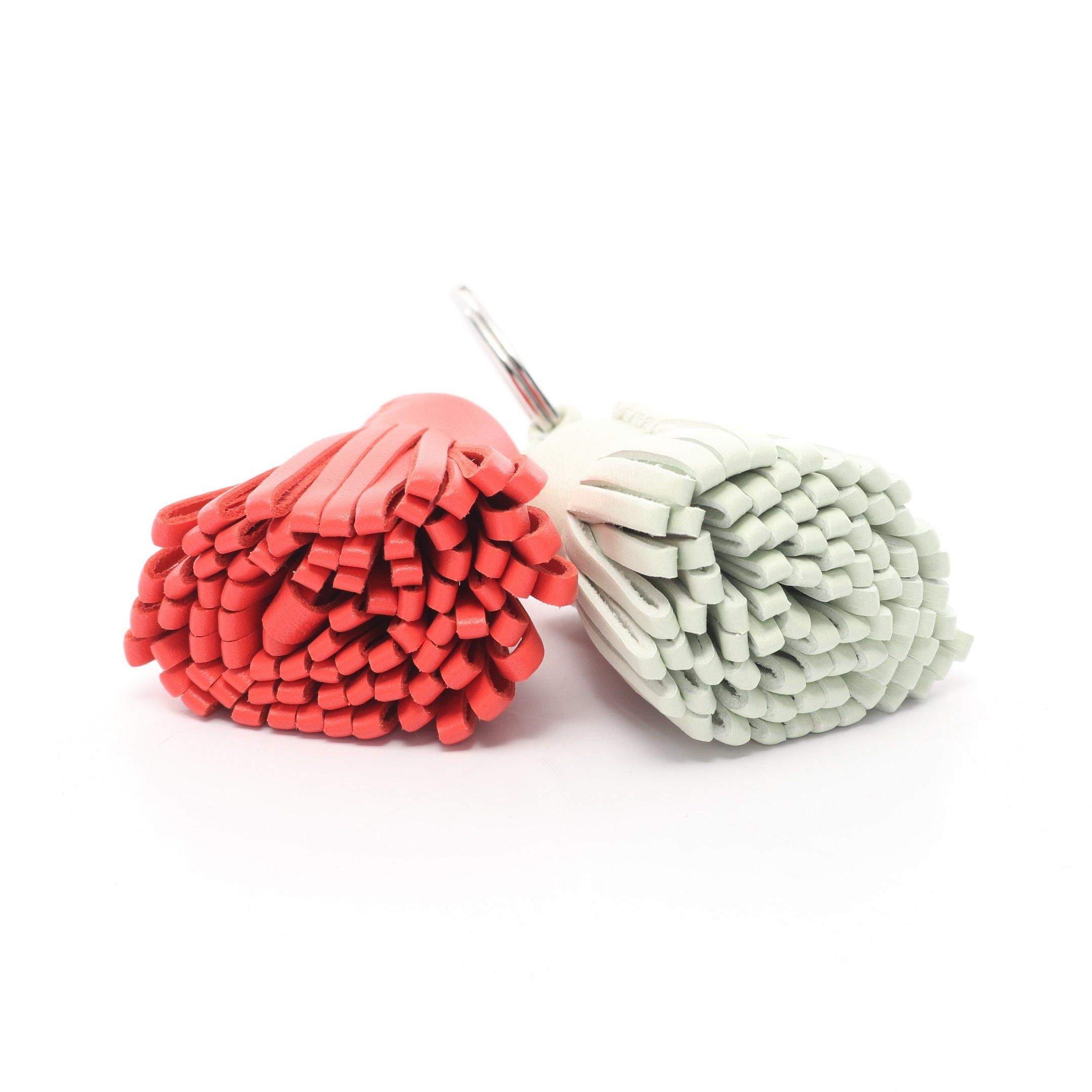 Hermes Hermes Carmen Unodos Vert Fizz Rose Texas Bag Charm Key Ring Aagneau Light Green Pink Red Silver Hardware Size ONE SIZE - 4 Thumbnail
