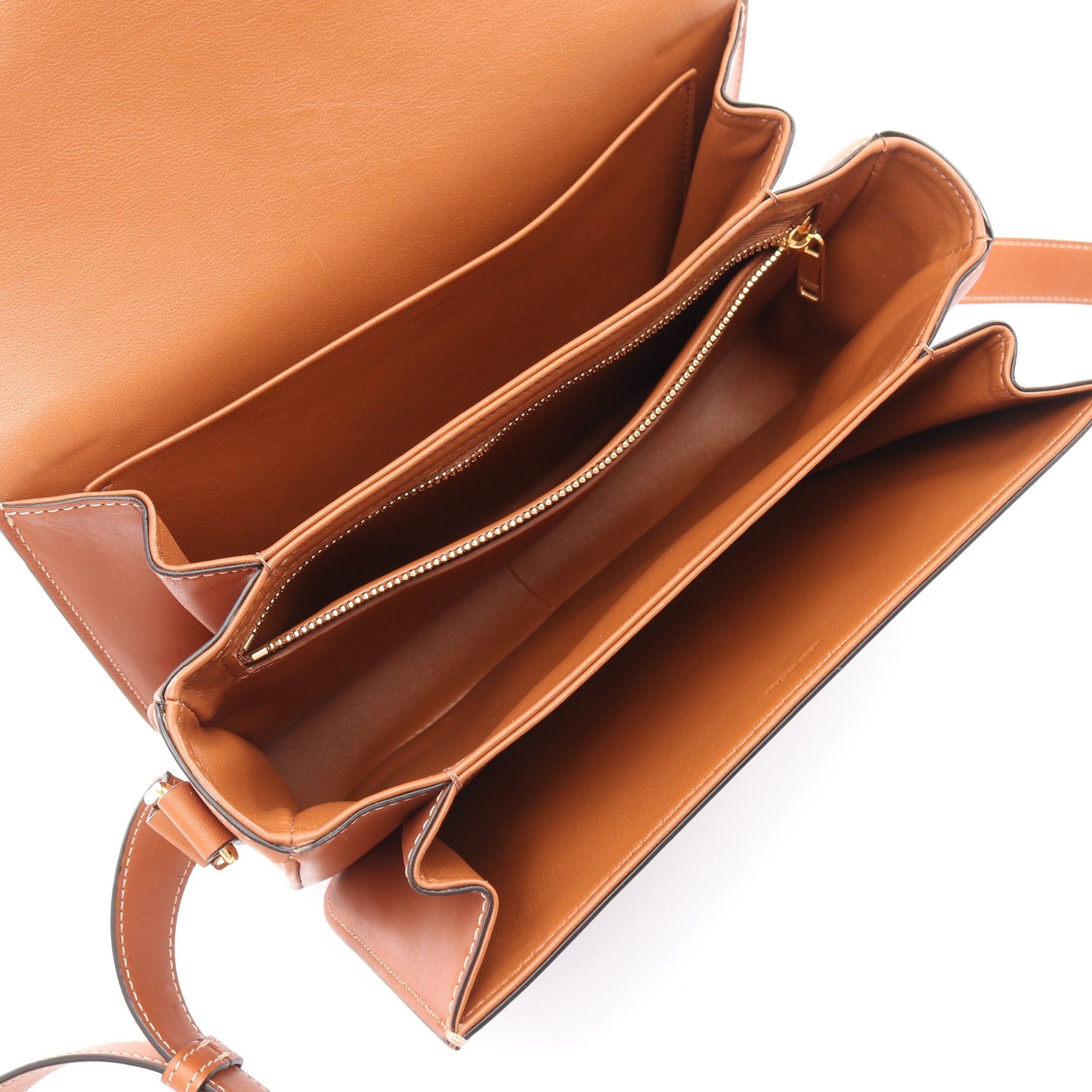 Celine Celine Classic Triomphe Shoulder Bag Denim Leather Indigo Blue Brown Size ONE SIZE - 3 Thumbnail