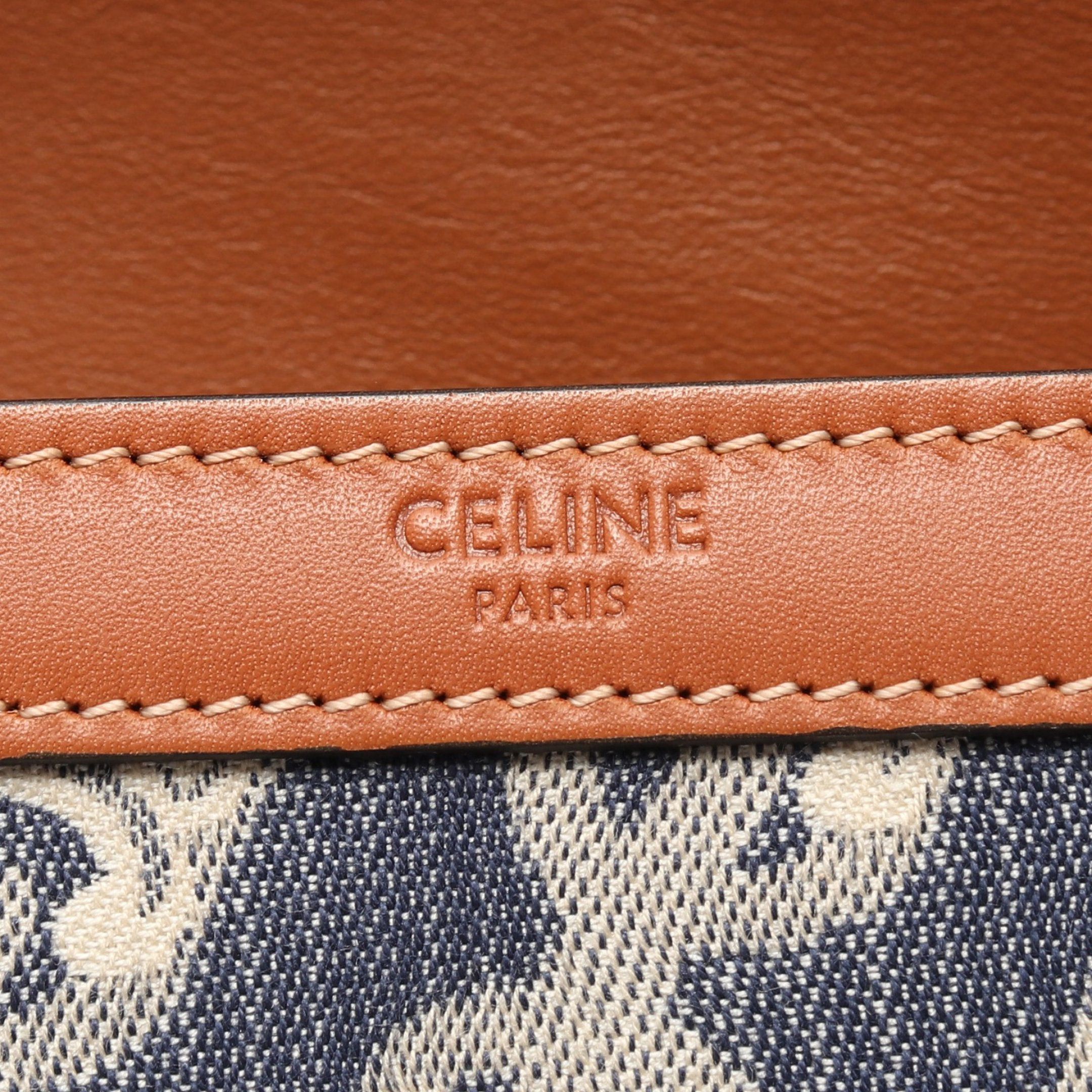 Celine Celine Classic Triomphe Shoulder Bag Denim Leather Indigo Blue Brown Size ONE SIZE - 4 Thumbnail