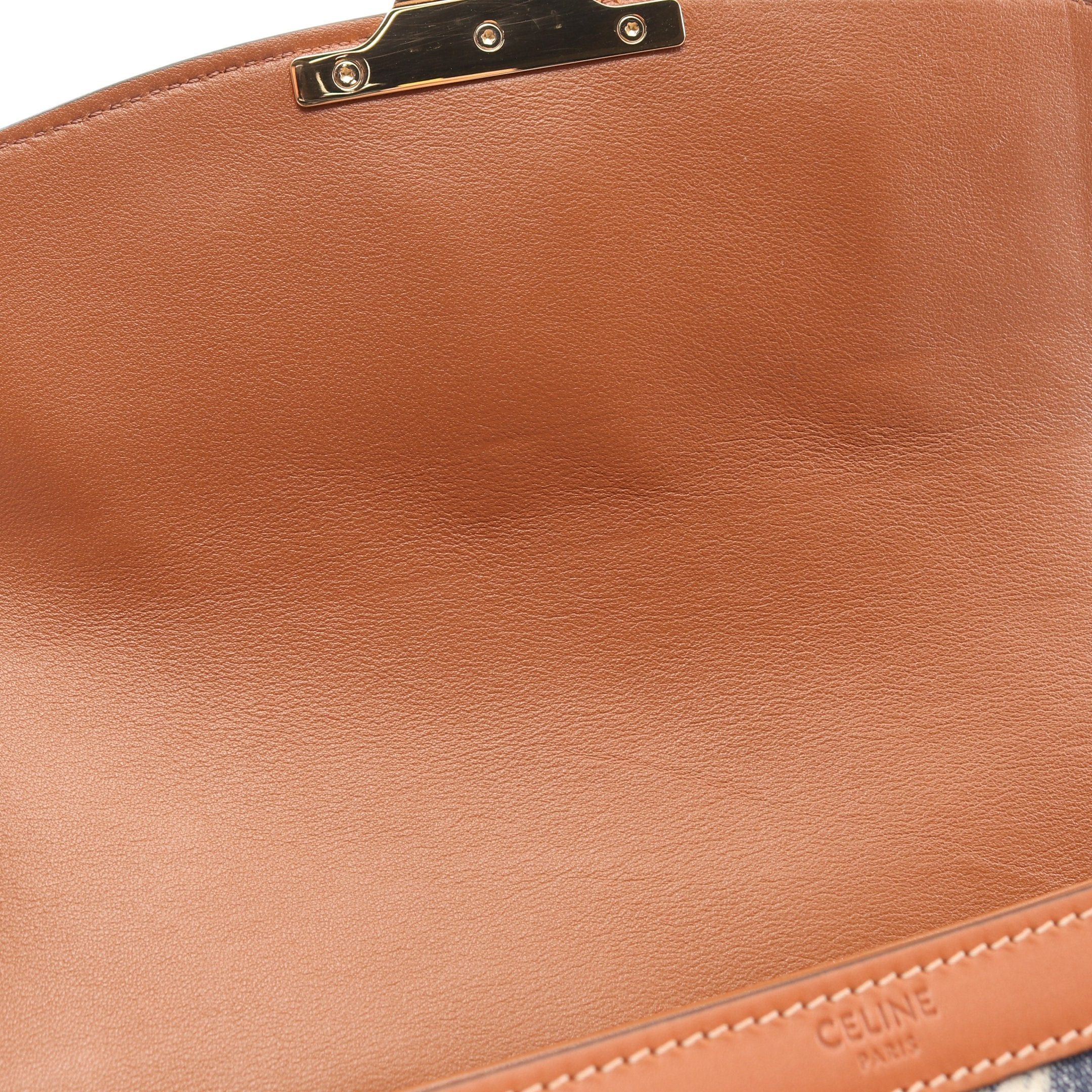 Celine Celine Classic Triomphe Shoulder Bag Denim Leather Indigo Blue Brown Size ONE SIZE - 6 Thumbnail