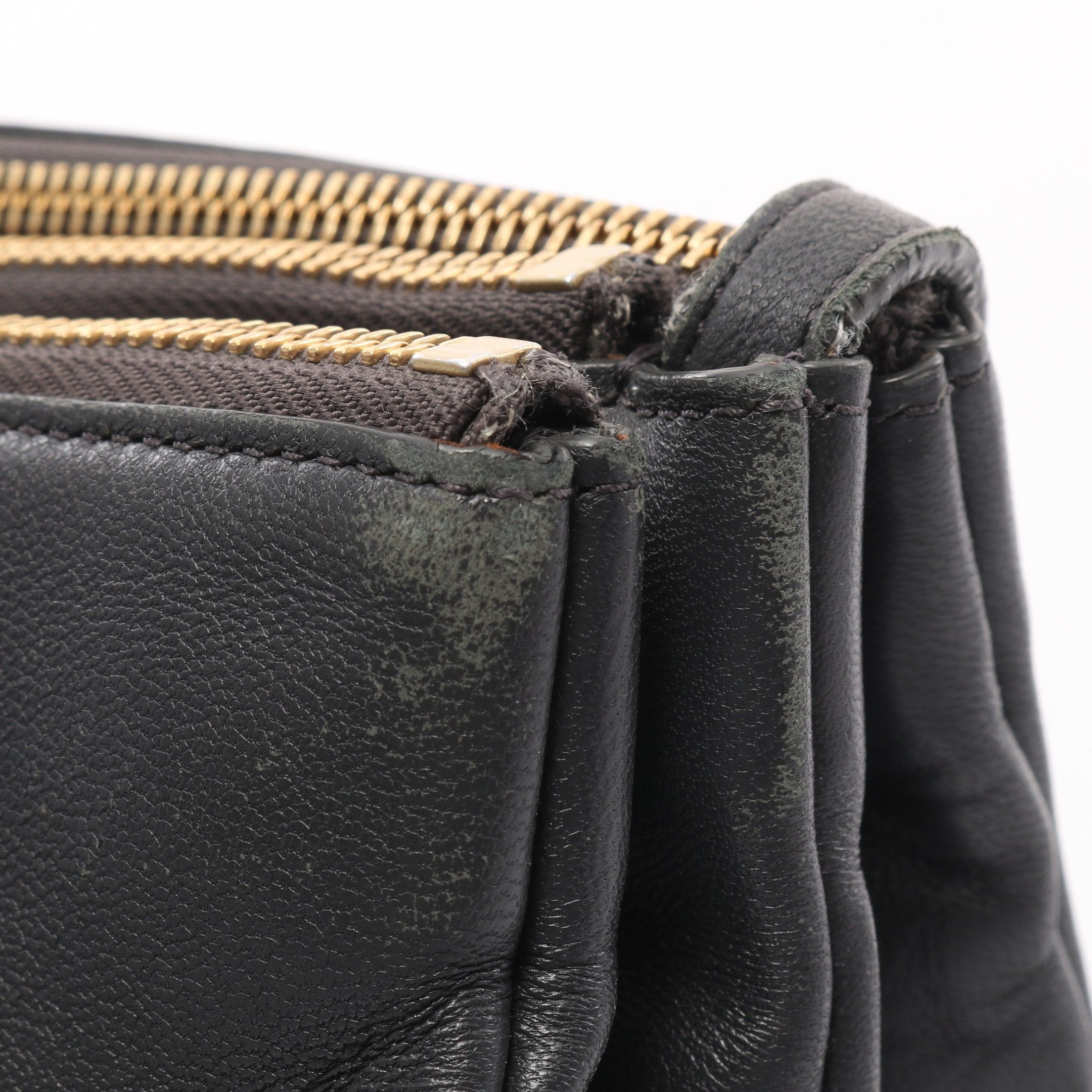 Celine Celine Trio Small Shoulder Bag Leather Dark Gray Size ONE SIZE - 8 Thumbnail