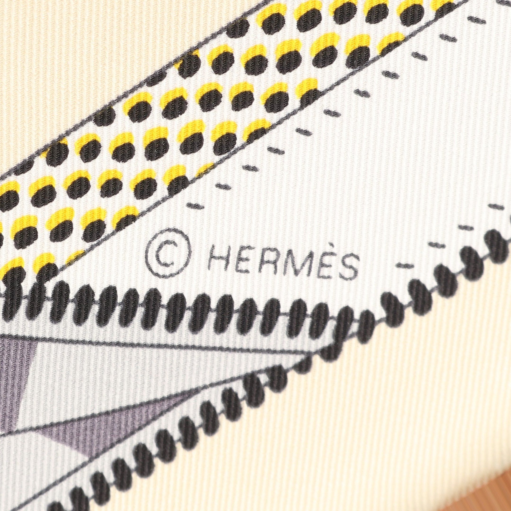 Hermes Hermes Carres 70 L Elegance Et Le Confort En Automobile Scarf Silk Ivory White Multicolor Size ONE SIZE - 2 Thumbnail