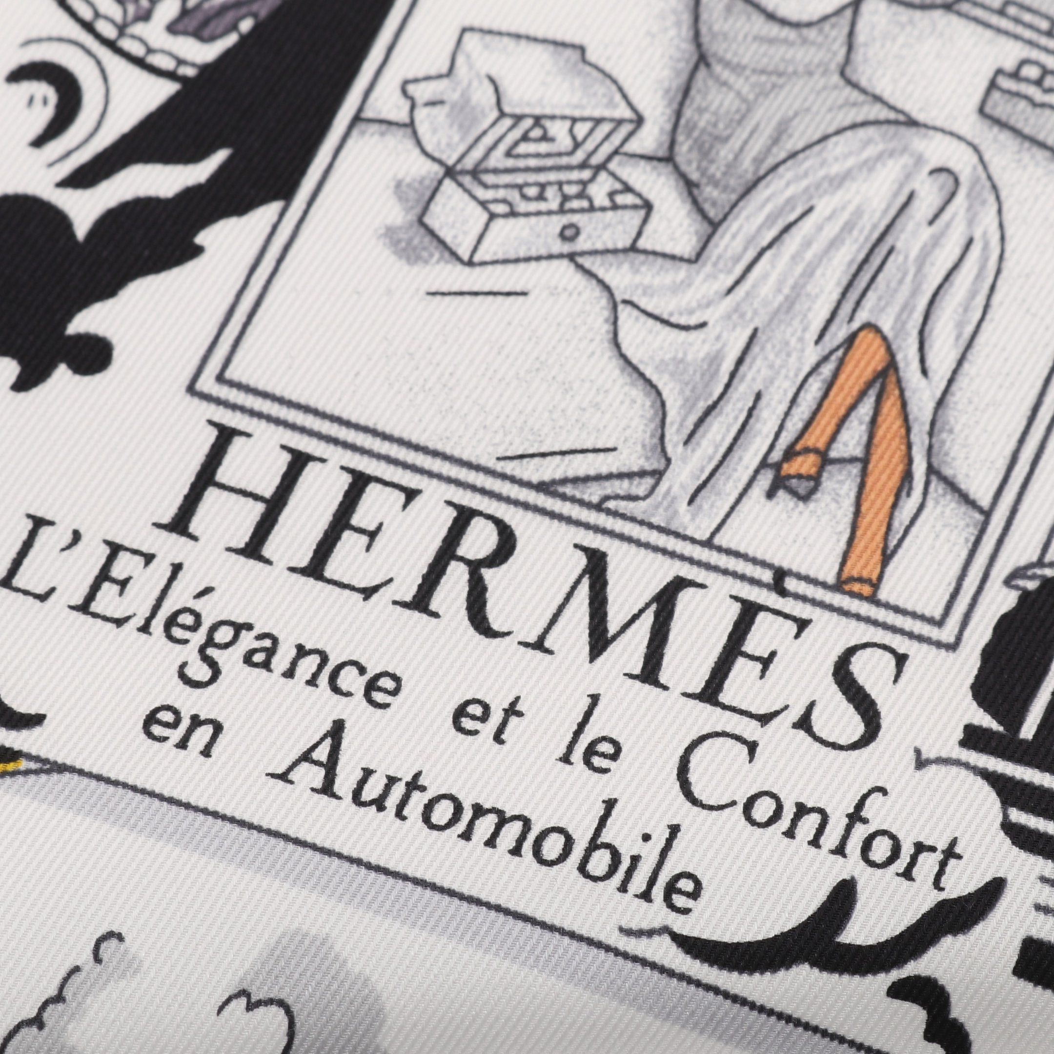 Hermes Hermes Carres 70 L Elegance Et Le Confort En Automobile Scarf Silk Ivory White Multicolor Size ONE SIZE - 9 Thumbnail