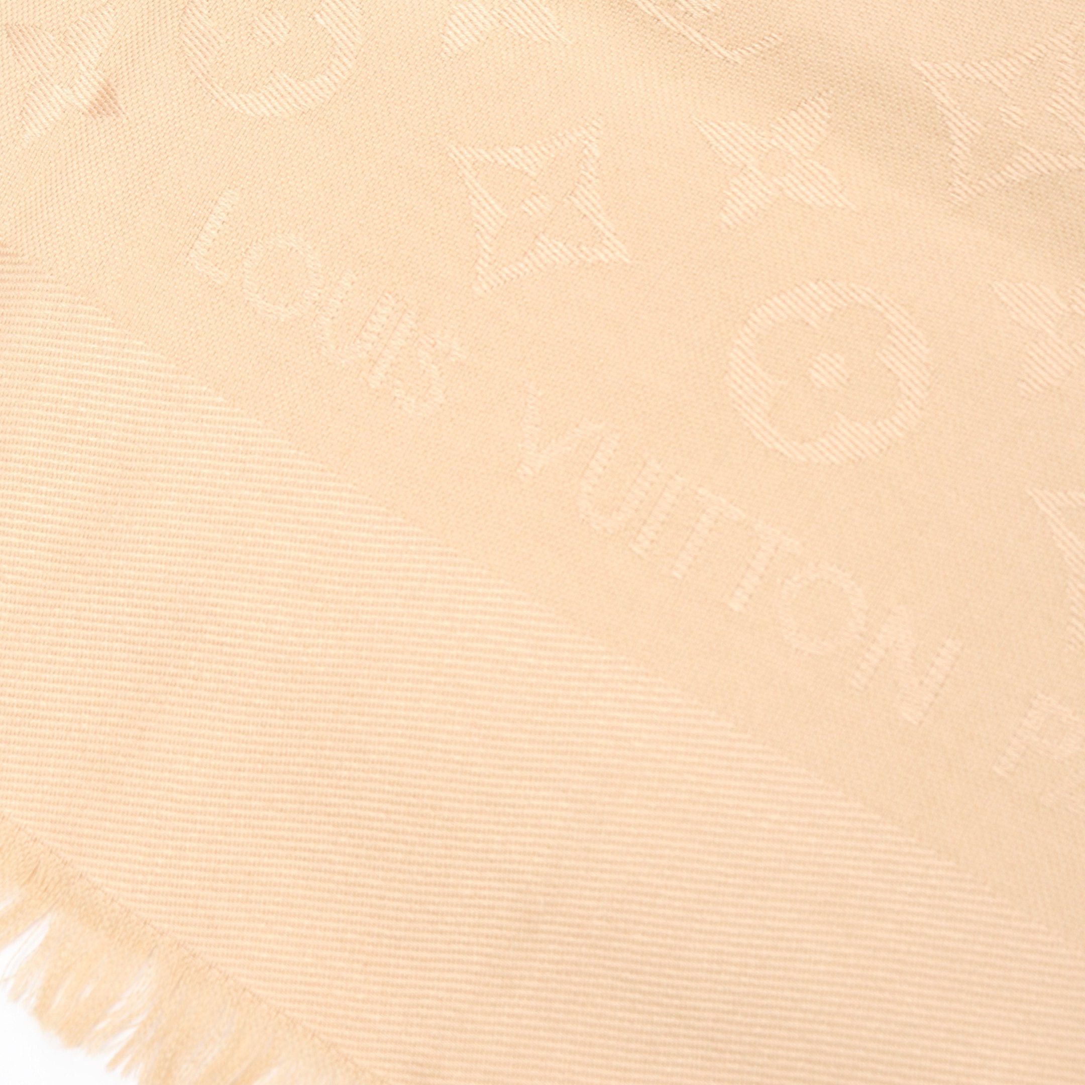Louis Vuitton Louis Vuitton Shawl Monogram Scarf Silk Wool Beige Size ONE SIZE - 10 Thumbnail