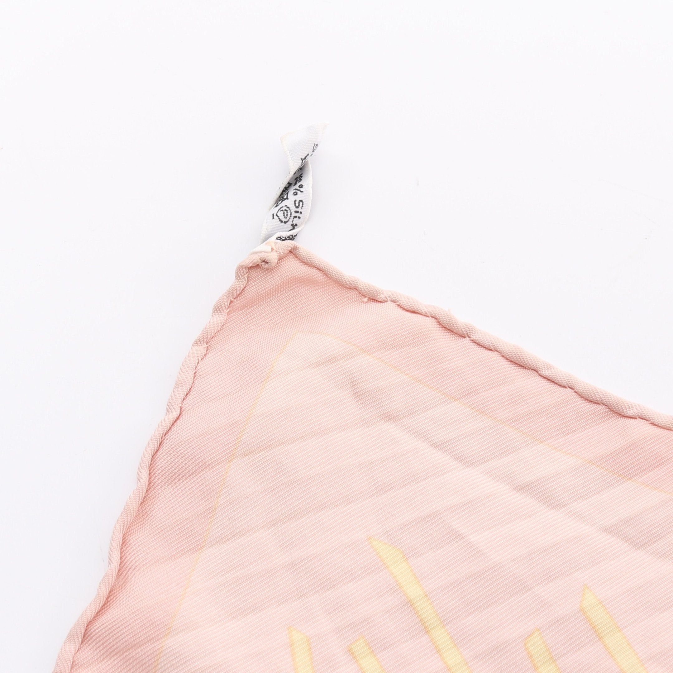 Hermes Hermes Carres 90 Pleats Les Pivoines Scarf Silk Pink Beige Size ONE SIZE - 5 Thumbnail