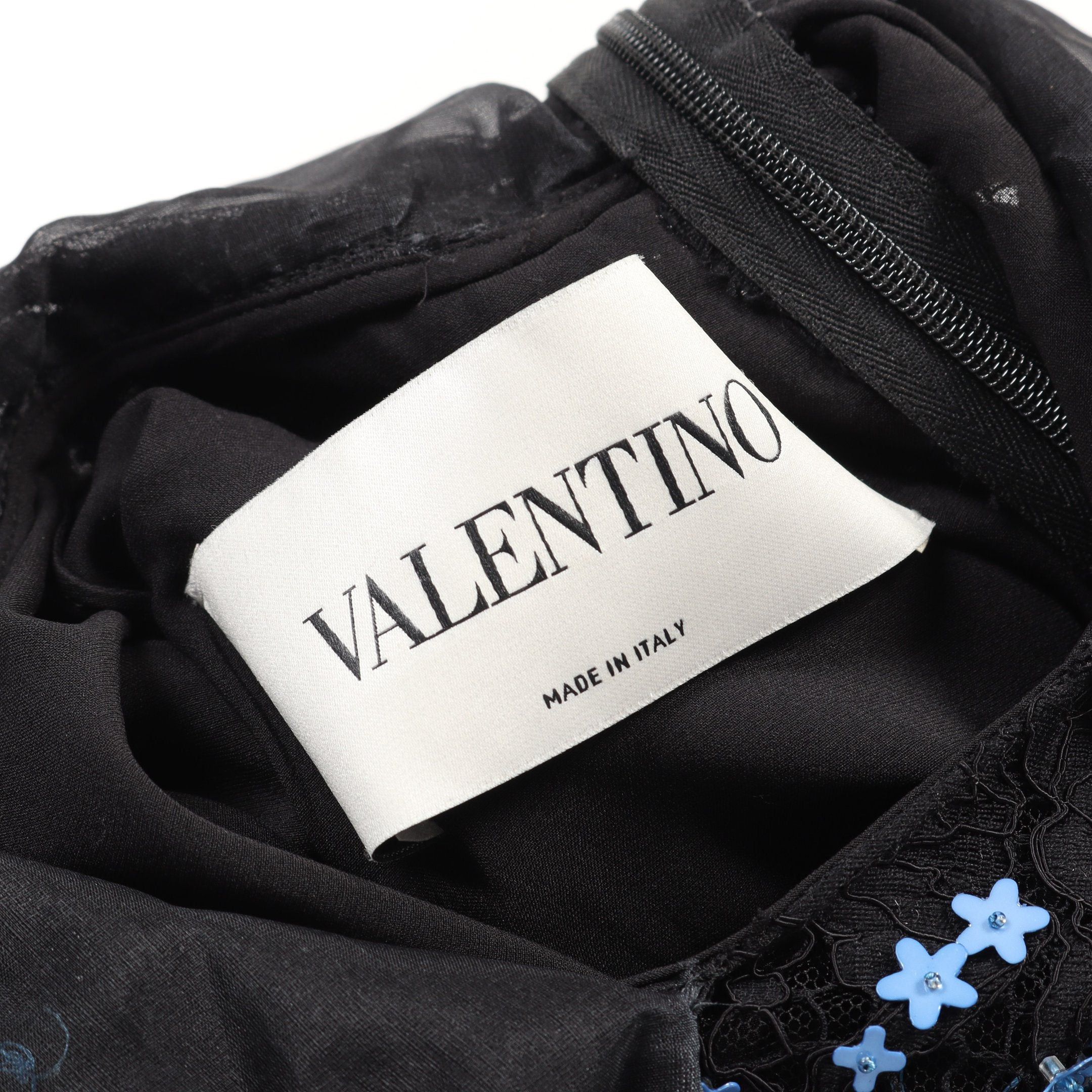 Valentino One Piece No Sleeve Cotton Black Blue Bijou
