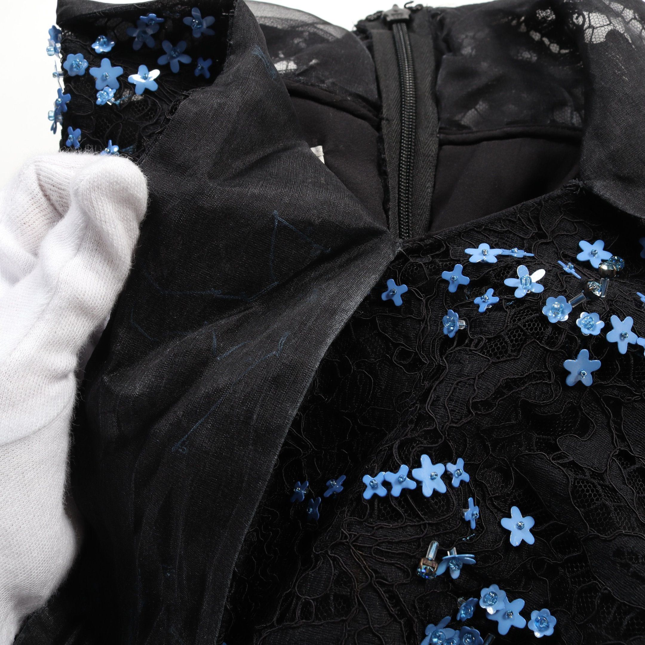 Valentino One Piece No Sleeve Cotton Black Blue Bijou