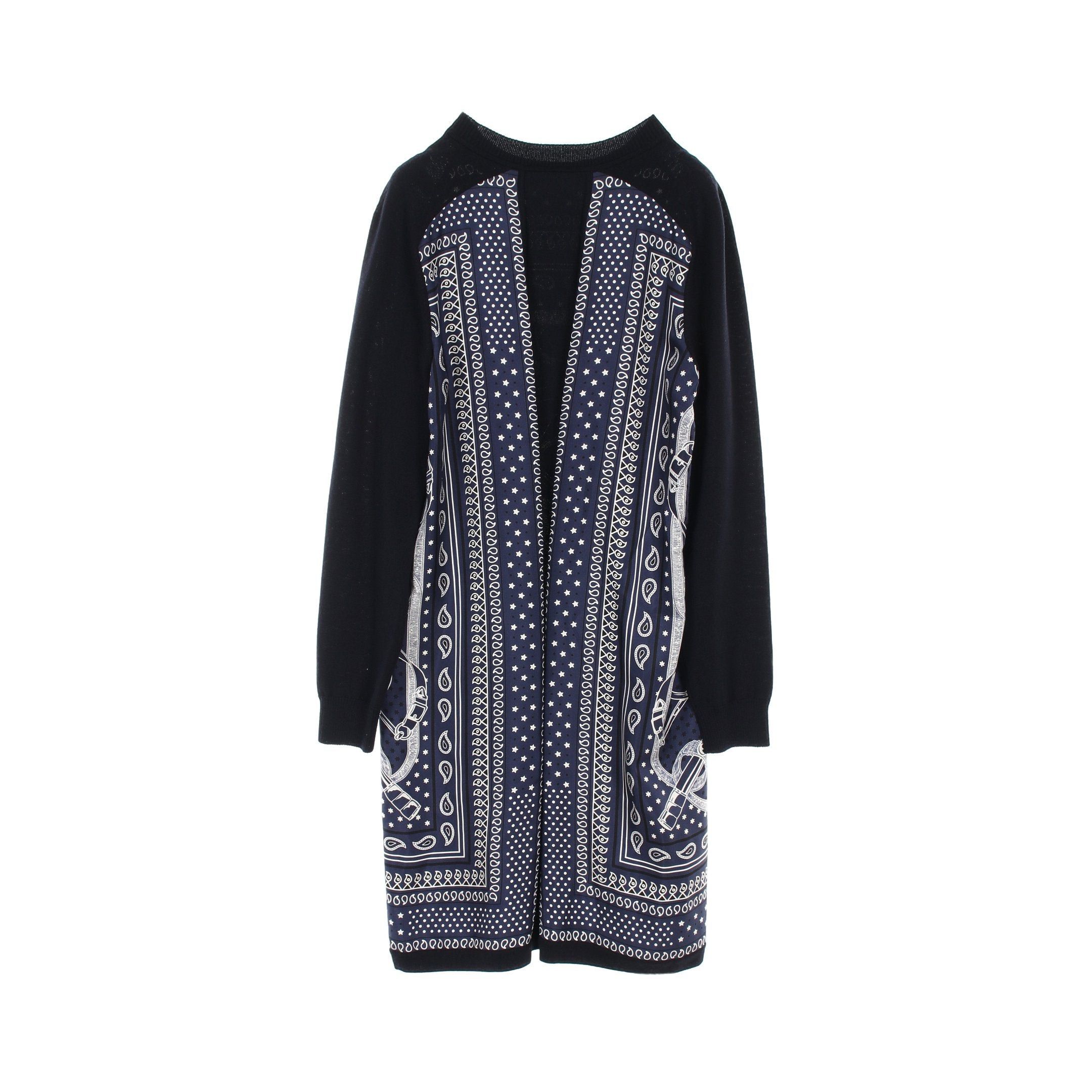 Hermes Hermes One Piece Knit Dress Long Sleeve Wool Silk Dark Navy White Size ONE SIZE - 2 Thumbnail