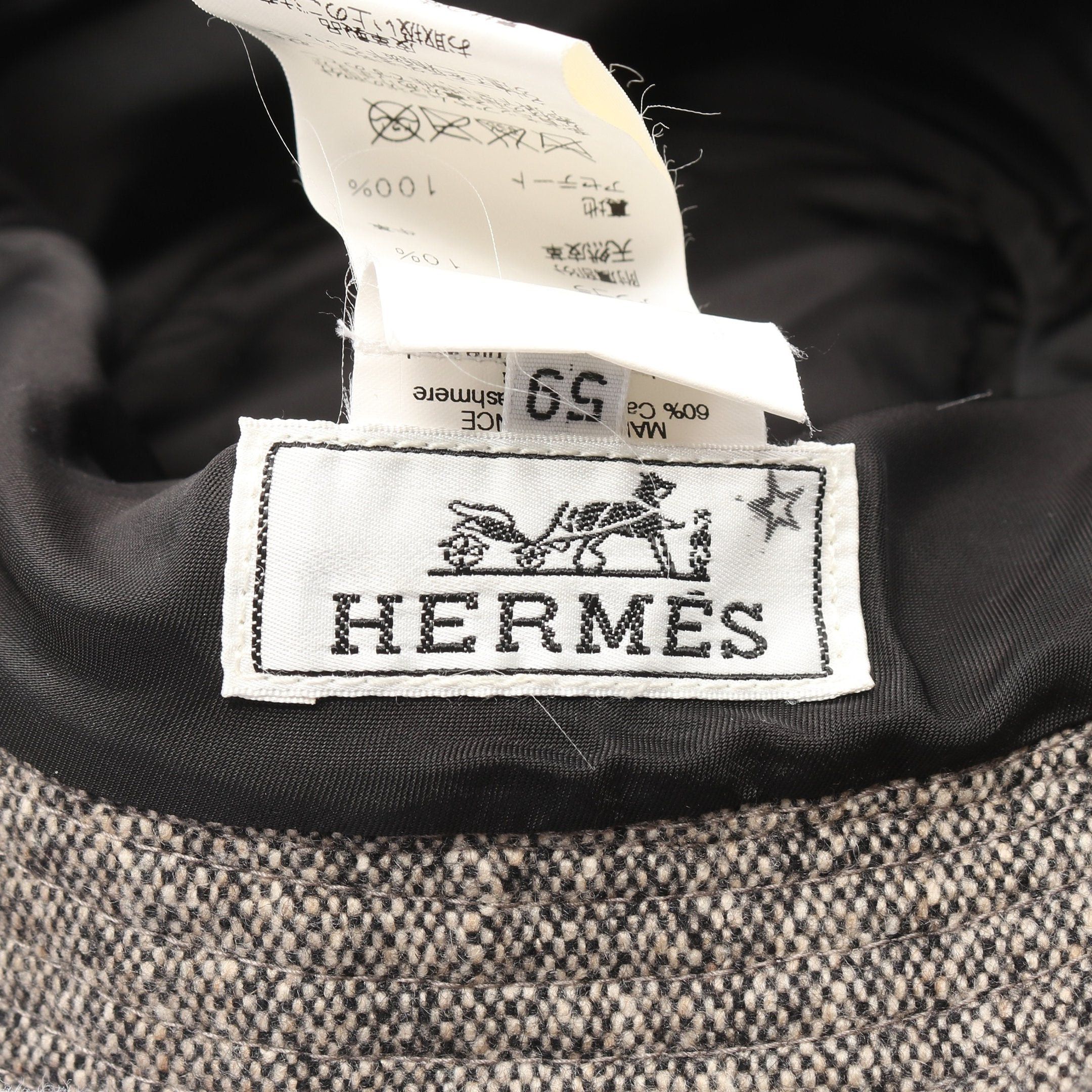 Hermes Hermes Bucket Hat Side Zip Cashmere Wool Angola Fiber Gray Size ONE SIZE - 4 Thumbnail