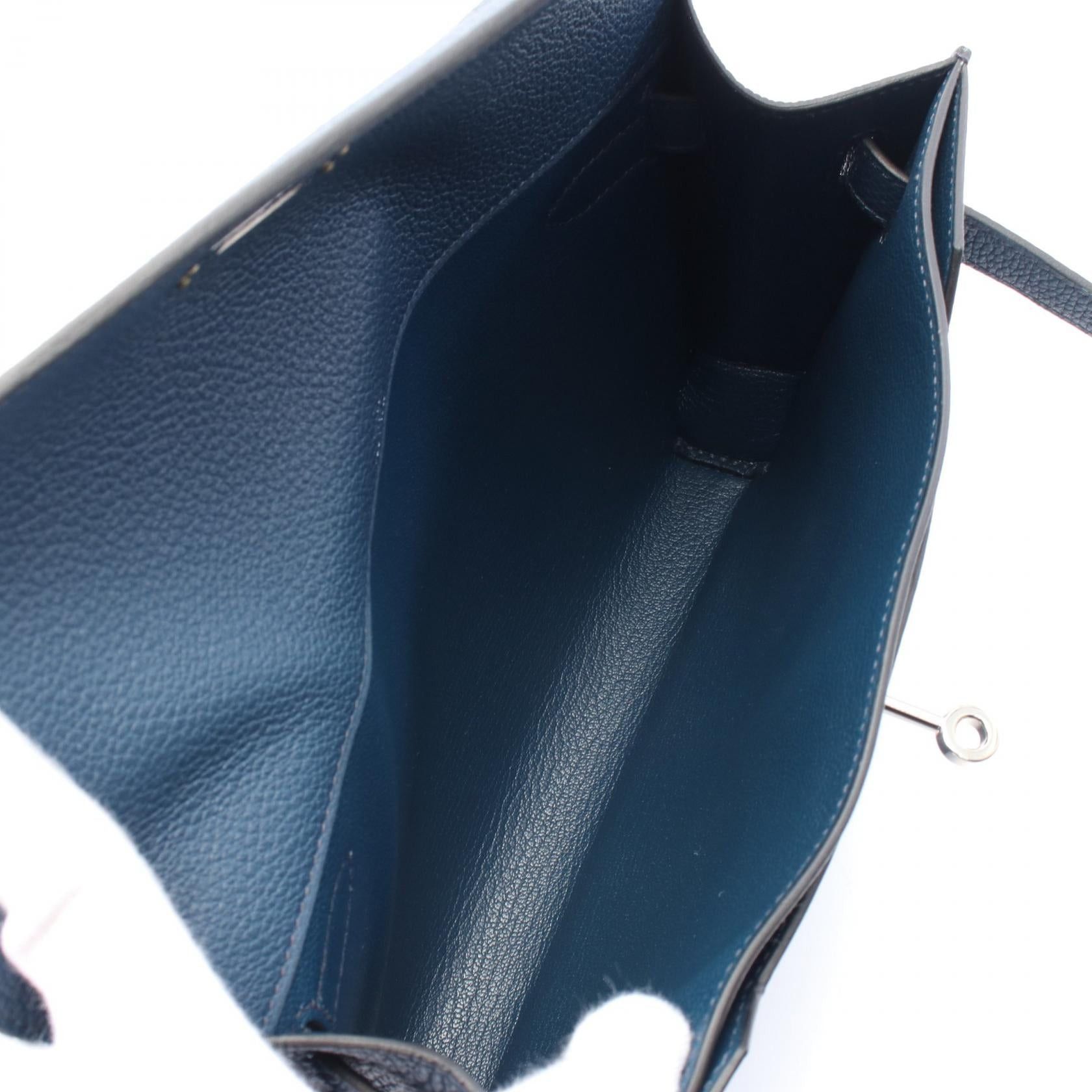 Hermes Hermes Kelly Depeche 25 Veil Bosphore Clutch Bag Clemence Leather Blue Green Silver Hardware Z Stamp Size ONE SIZE - 3 Thumbnail
