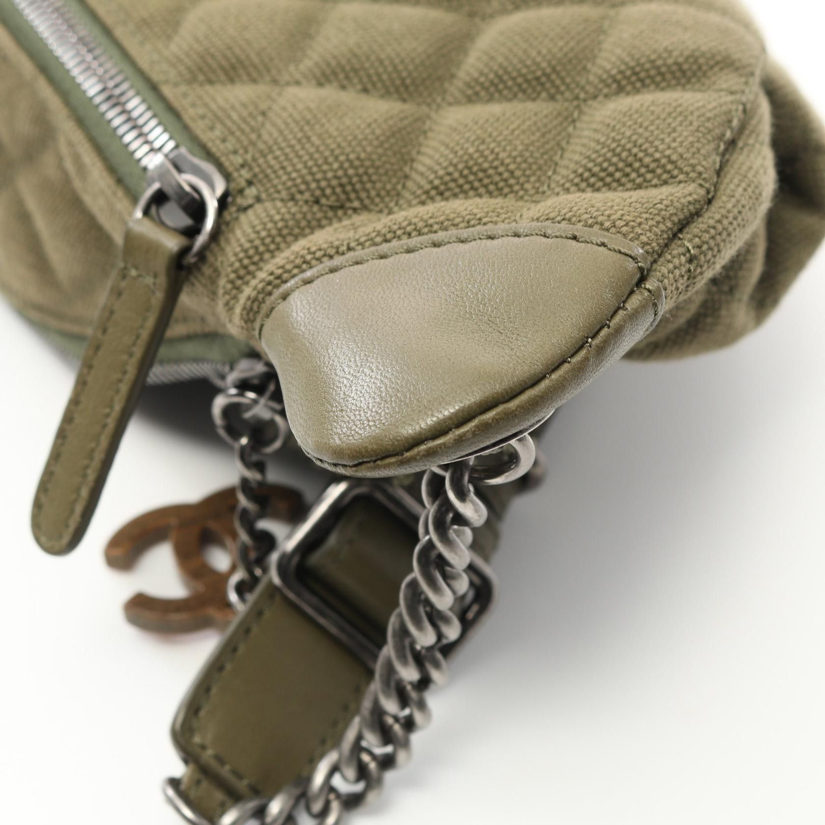 Chanel Chanel Matelasse Waist Bag Body Canvas Leather Khaki Green Antique Silver Hardware Processing 2017 Cruise Collection Size ONE SIZE - 6 Thumbnail