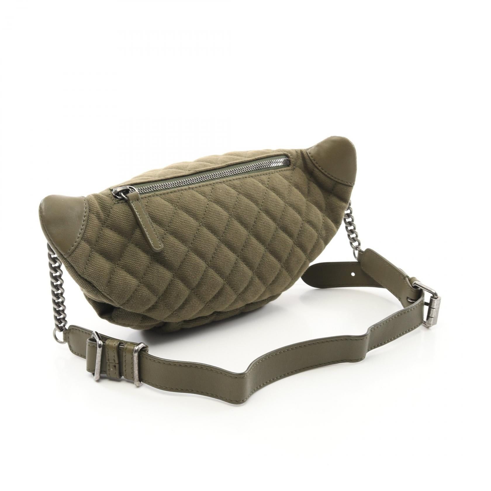 Chanel Chanel Matelasse Waist Bag Body Canvas Leather Khaki Green Antique Silver Hardware Processing 2017 Cruise Collection Size ONE SIZE - 2 Thumbnail