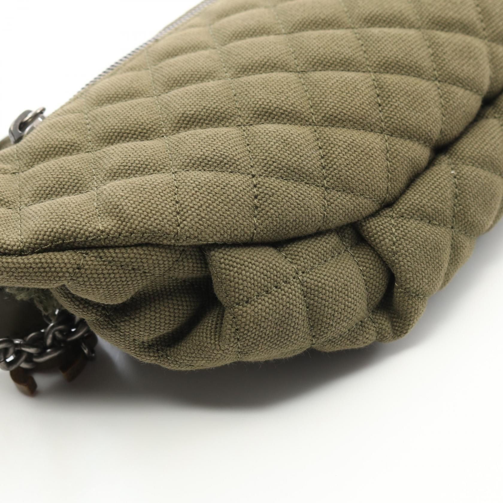 Chanel Chanel Matelasse Waist Bag Body Canvas Leather Khaki Green Antique Silver Hardware Processing 2017 Cruise Collection Size ONE SIZE - 8 Thumbnail