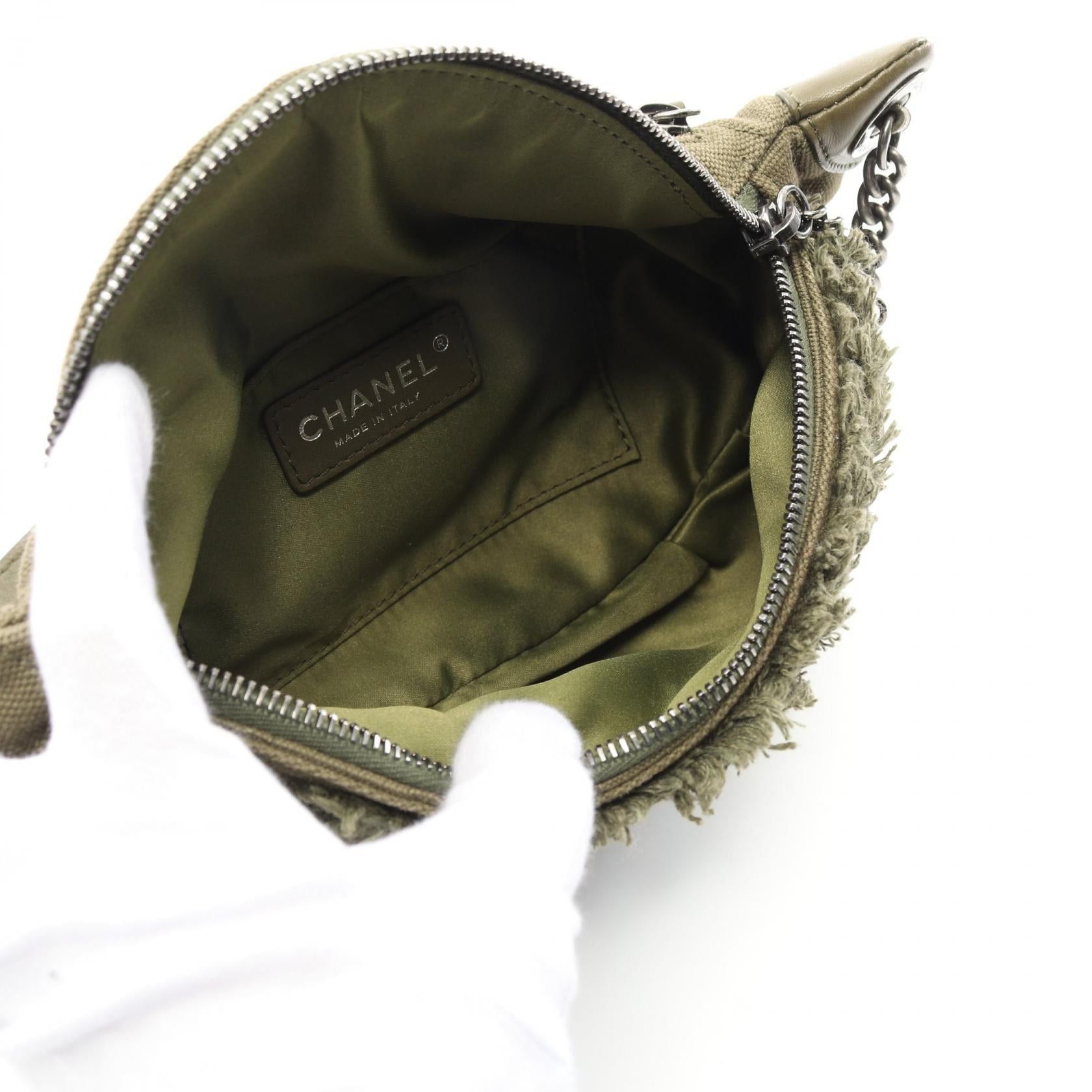 Chanel Chanel Matelasse Waist Bag Body Canvas Leather Khaki Green Antique Silver Hardware Processing 2017 Cruise Collection Size ONE SIZE - 3 Thumbnail