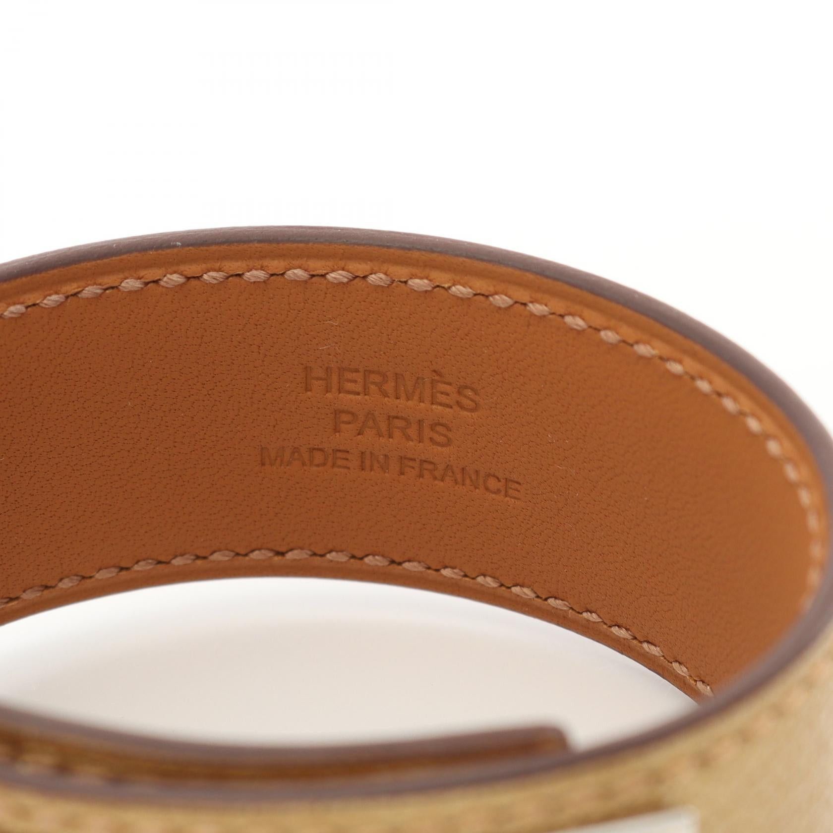 Hermes Hermes Collier De Sian 24 Bangle Bracelet Chevre Champagne Gold Silver Double Engraved Size ONE SIZE - 4 Thumbnail